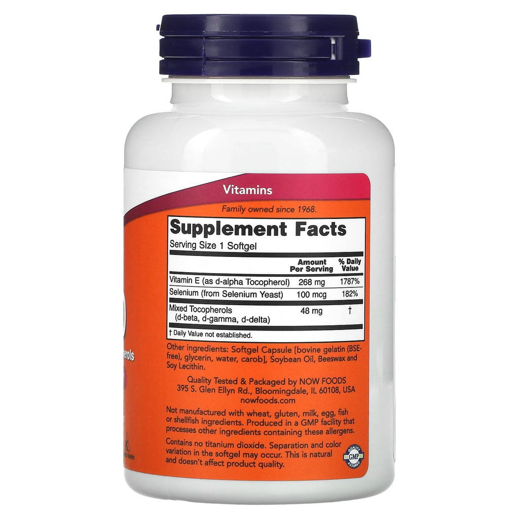 Now Foods E-400 D-Alpha with Mixed Tocopherols – 400 IU Vitamin E, 100 Softgels
