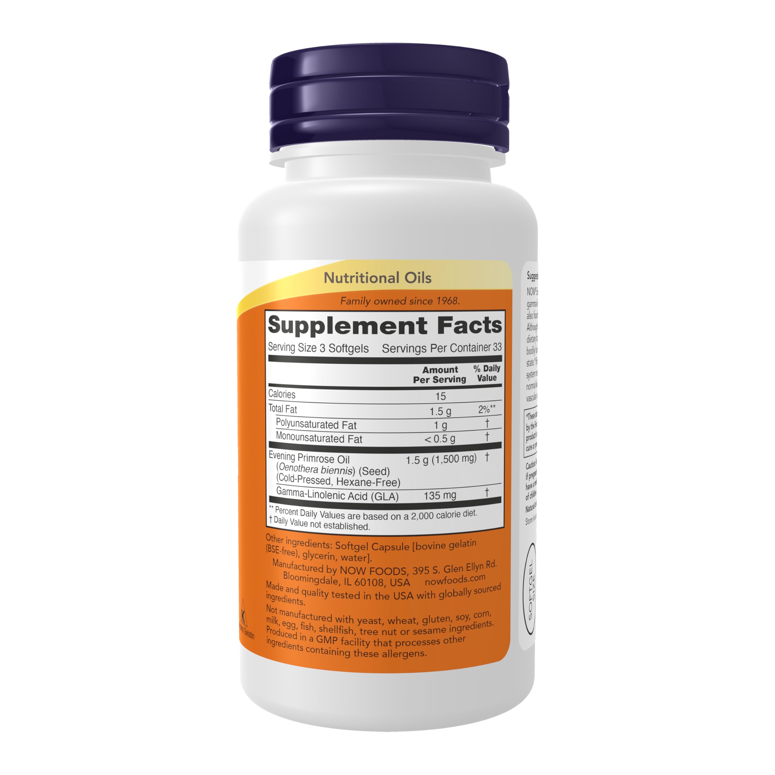 NOW Foods Evening Primrose Oil 500 mg with GLA - 100 Softgels