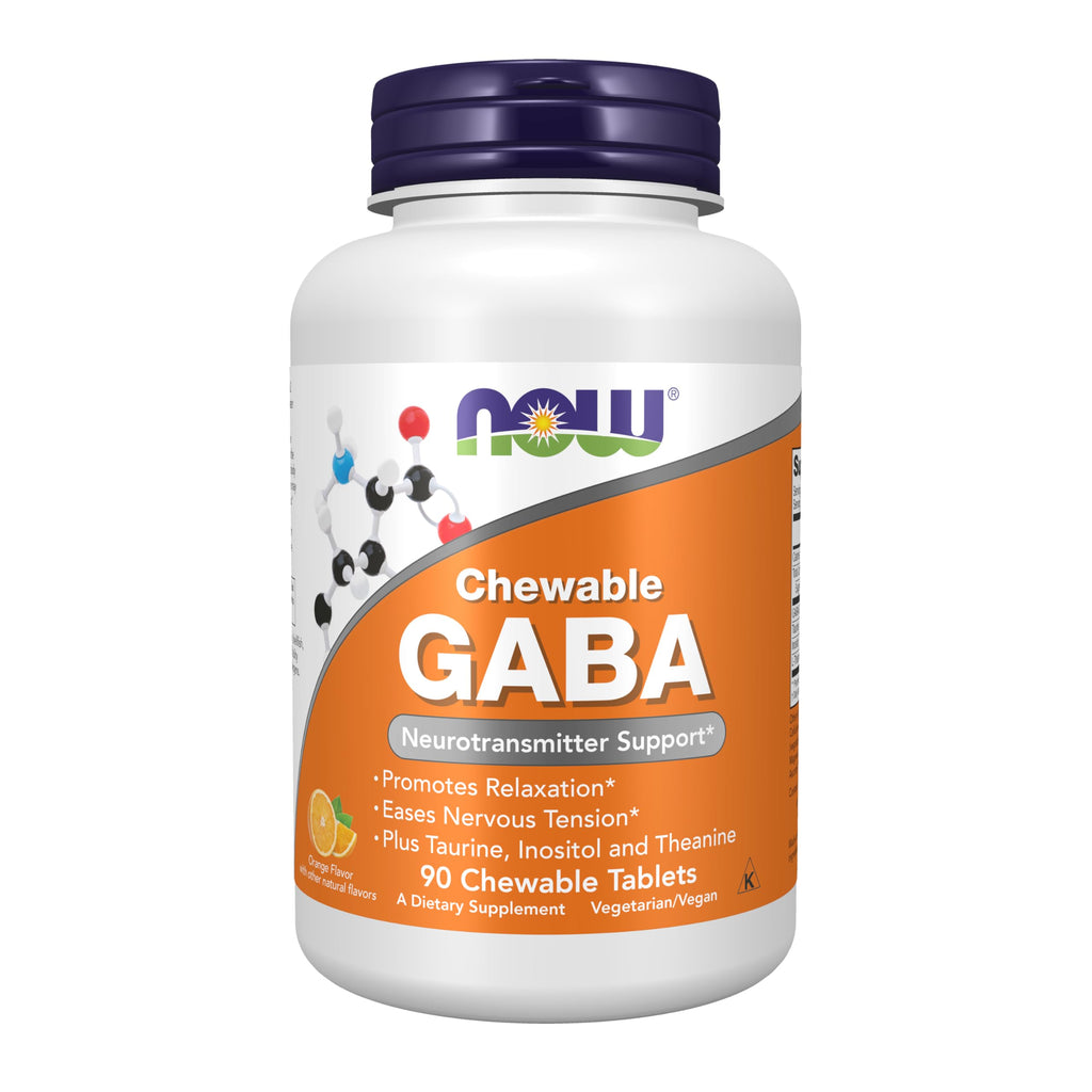 NOW Foods GABA – Neurotransmitter Support, Orange, 90 Chewables