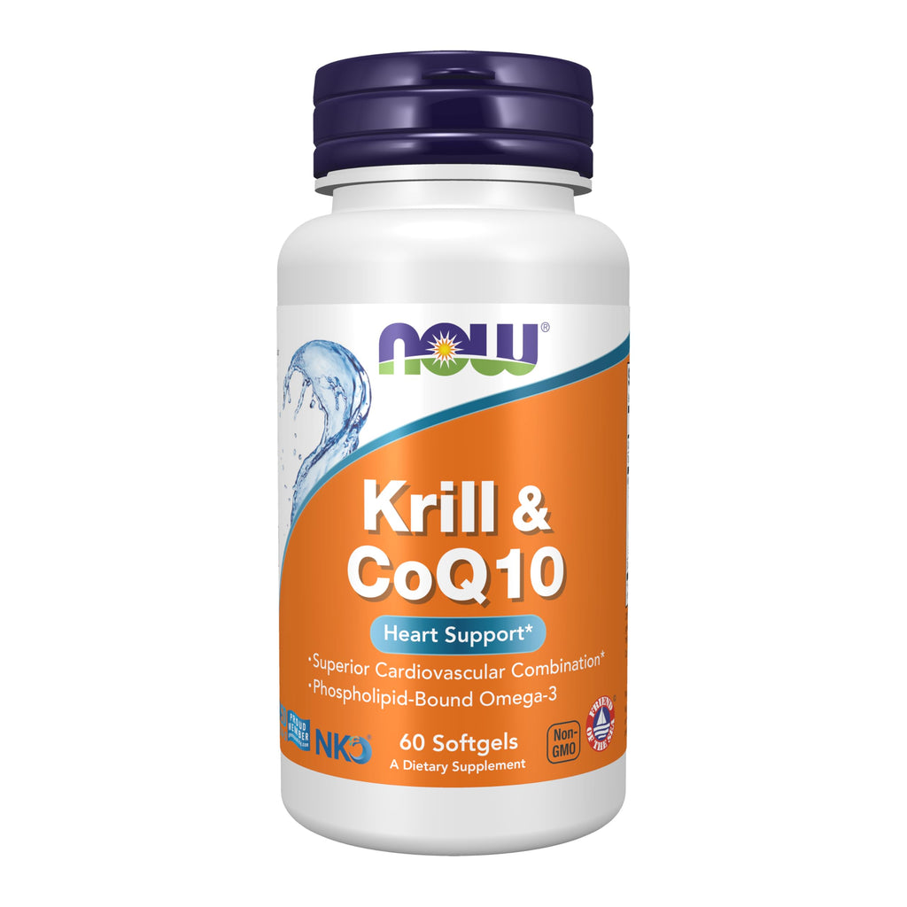 NOW Foods Krill & CoQ10 Phospholipid-Bound Omega-3 Softgels – Heart Health Support, 60 Softgels