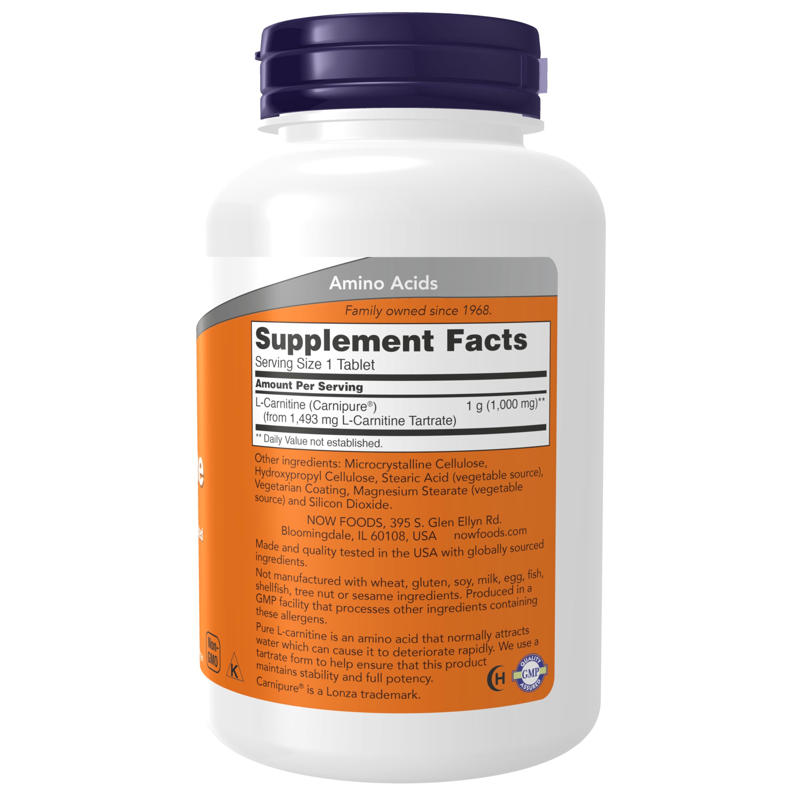 NOW Foods L-Carnitine 1,000 mg – Purest Form, Fitness Support, 100 Tablets