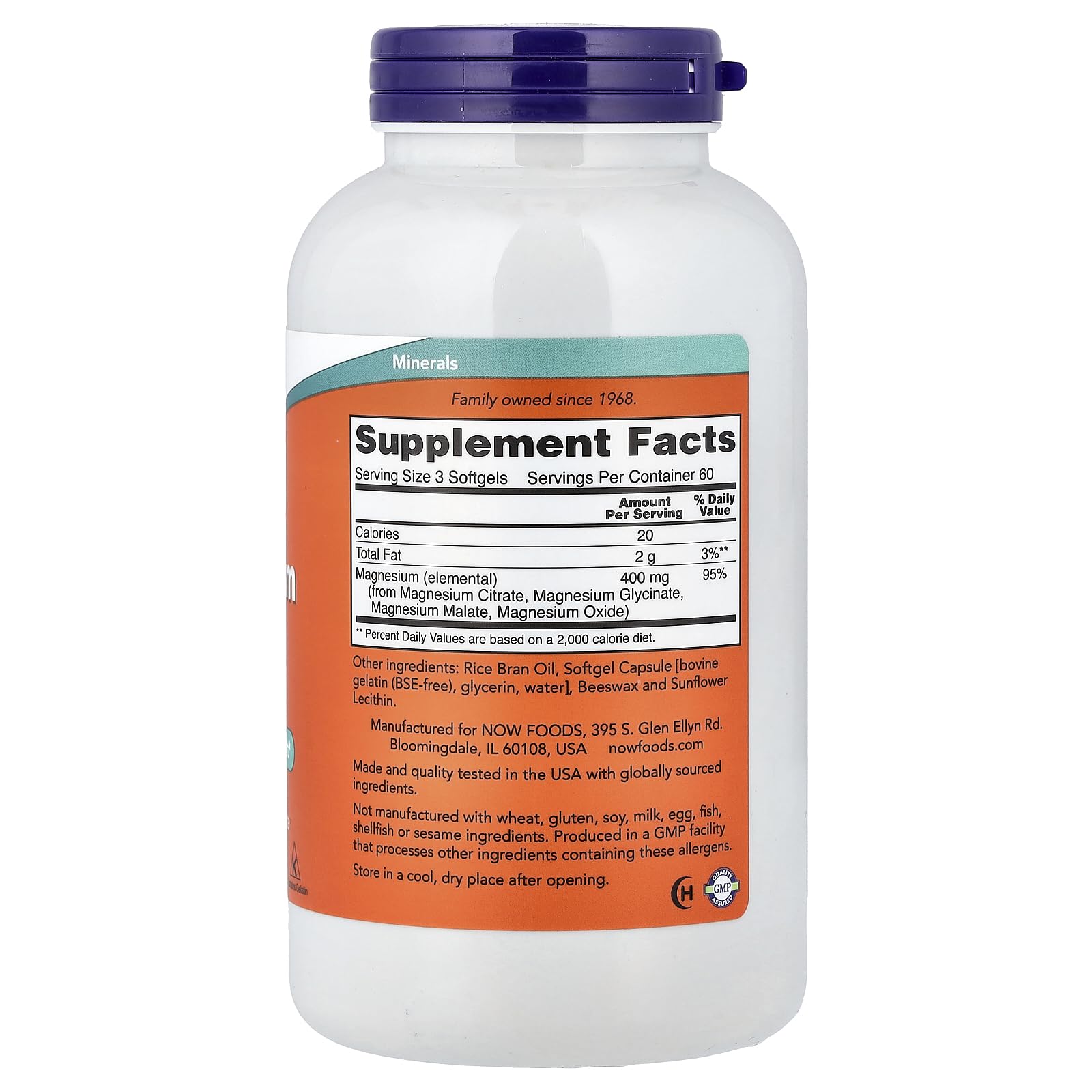 NOW Foods Magnesium Citrate, 180 Softgels