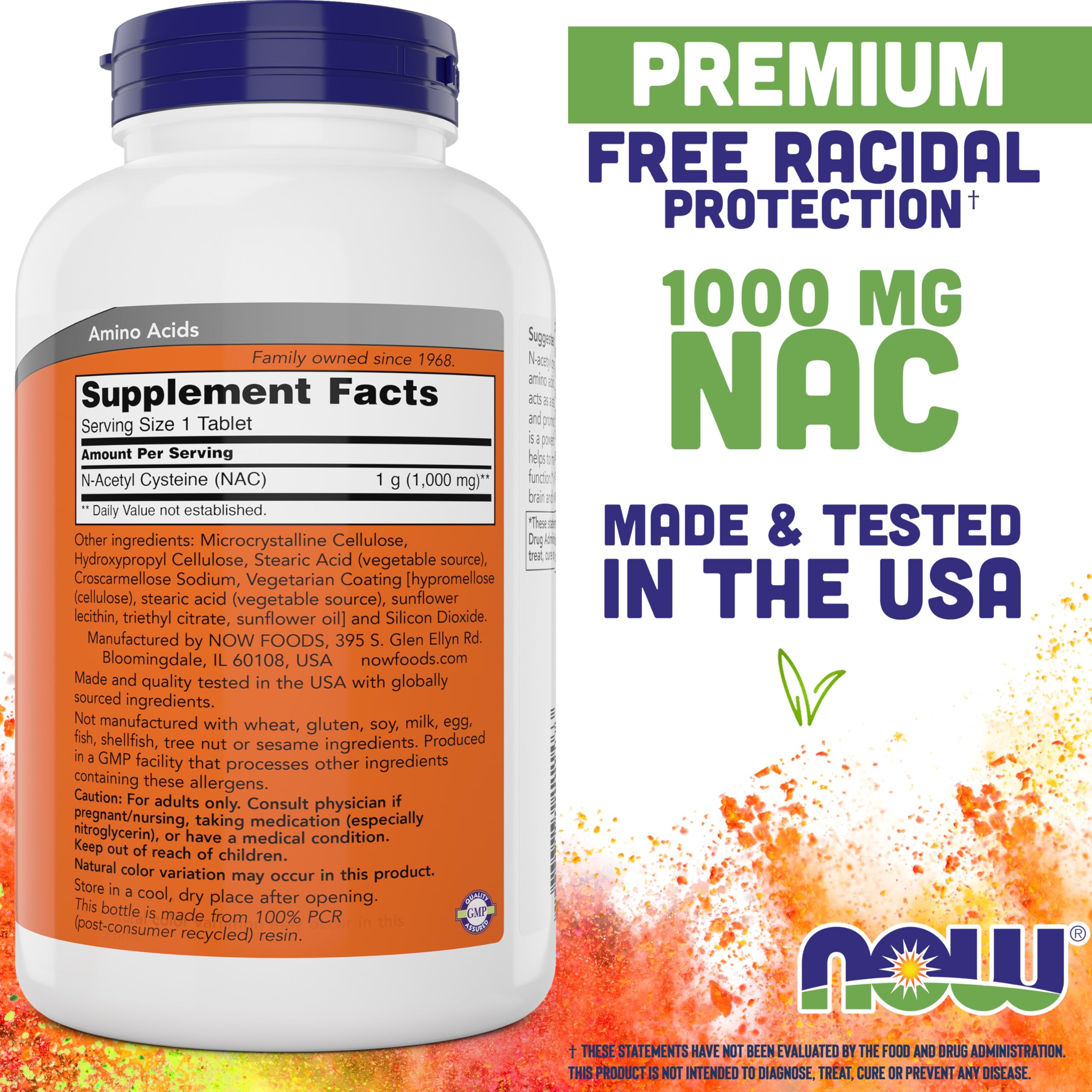 NOW Foods NAC 1,000 mg – 250 Tablets (Pack of 2) | Vegetarian, Non-GMO