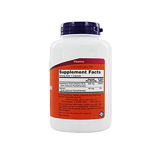 NOW Foods Pantothenic Acid 500mg – 100 Capsules (Pack of 2) | Vitamin B5 Supplement