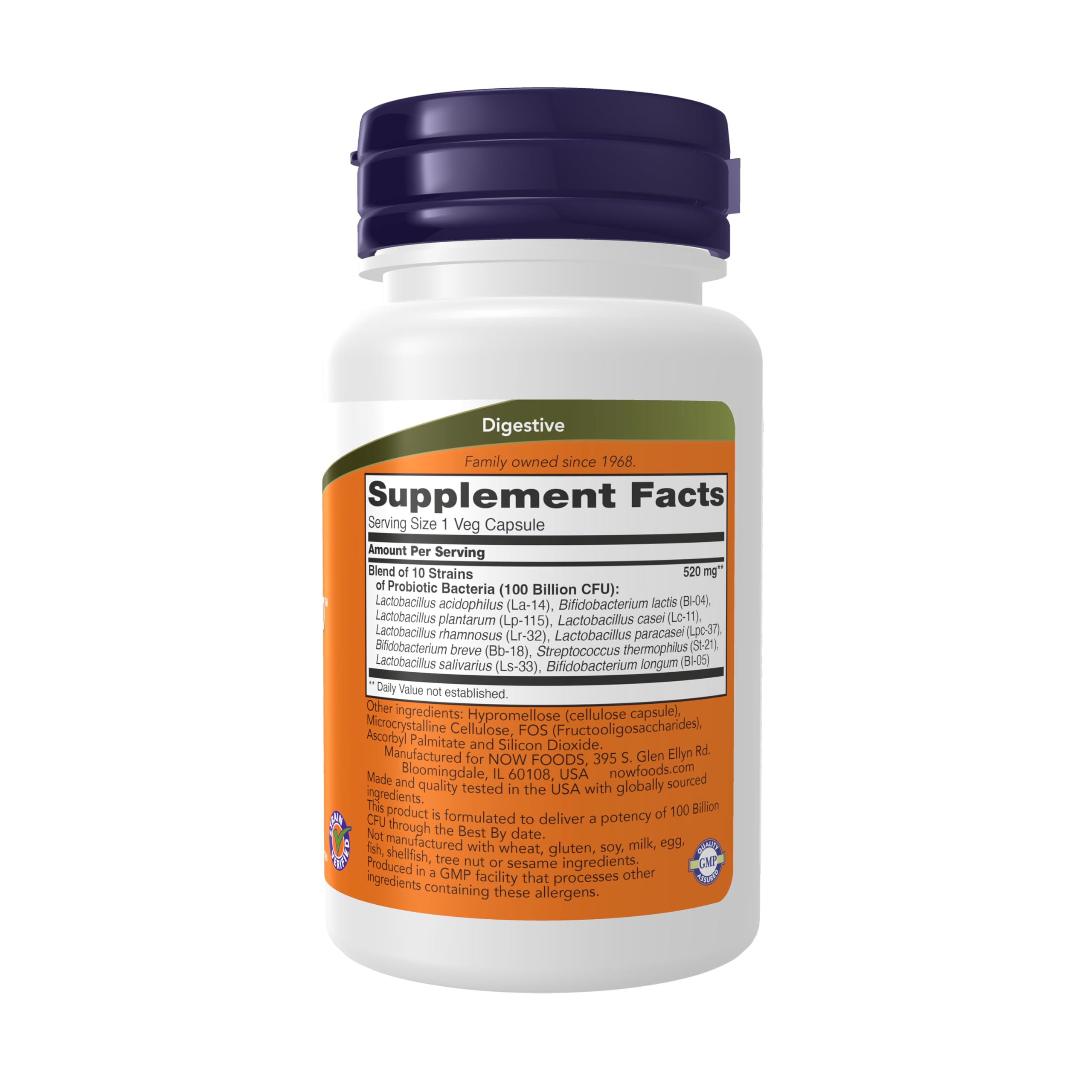 NOW Foods Probiotic-10 100 Billion CFU – 10 Strains | Dairy, Soy & Gluten Free | 30 Veg Capsules