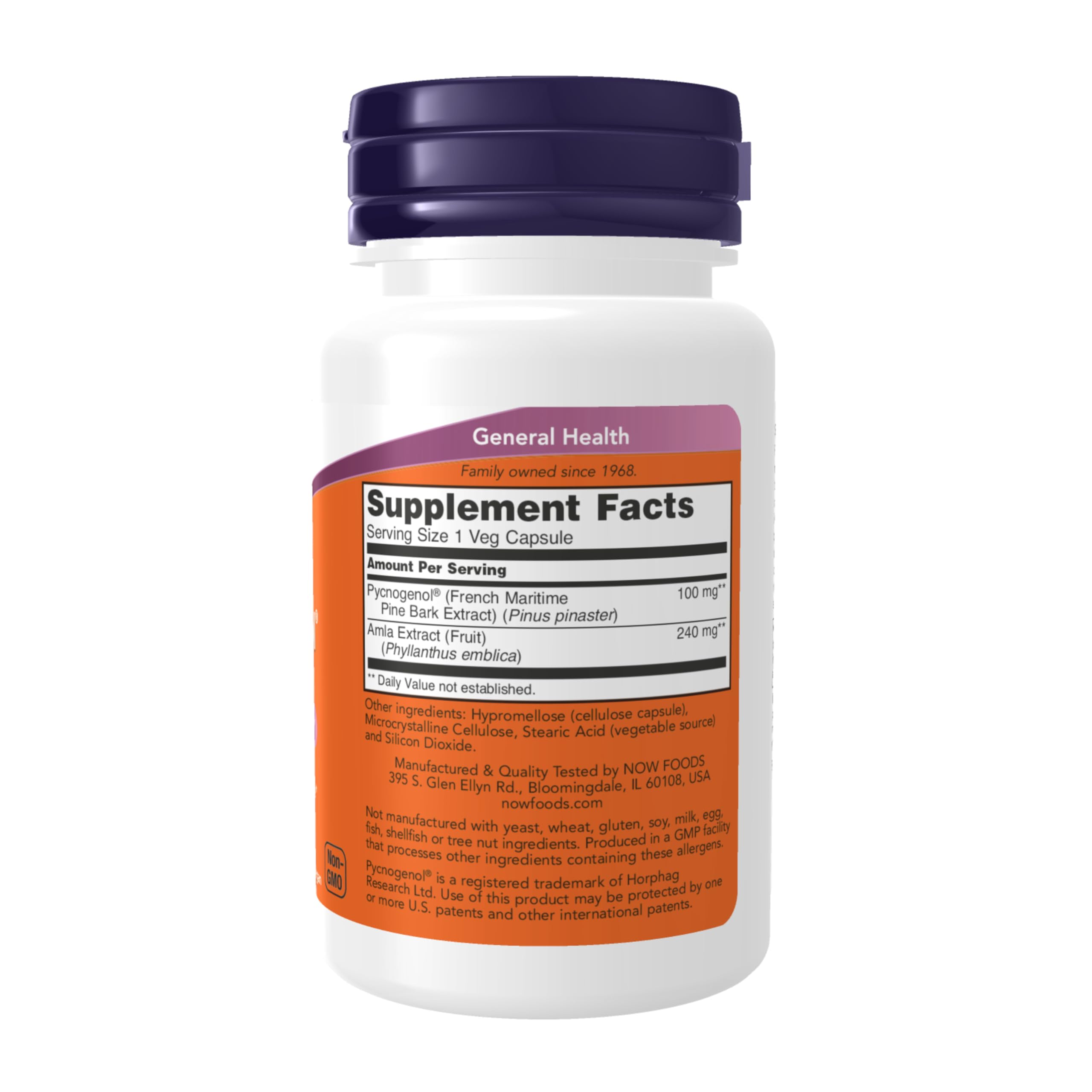 NOW Foods Pycnogenol 100 mg with Amla – 60 Veg Capsules
