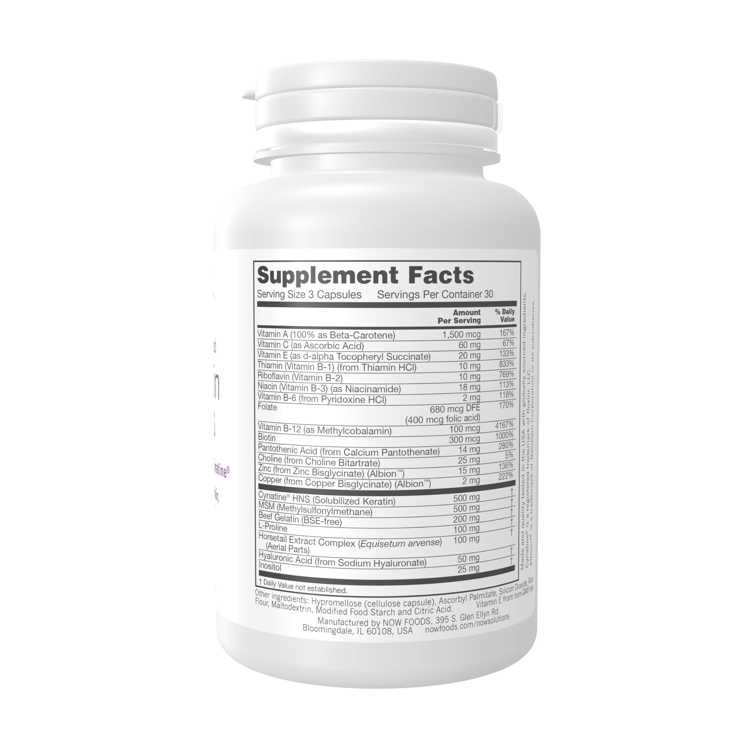 NOW Foods Solutions Hair, Skin & Nails with Cynatine HNS – 90 Veg Capsules