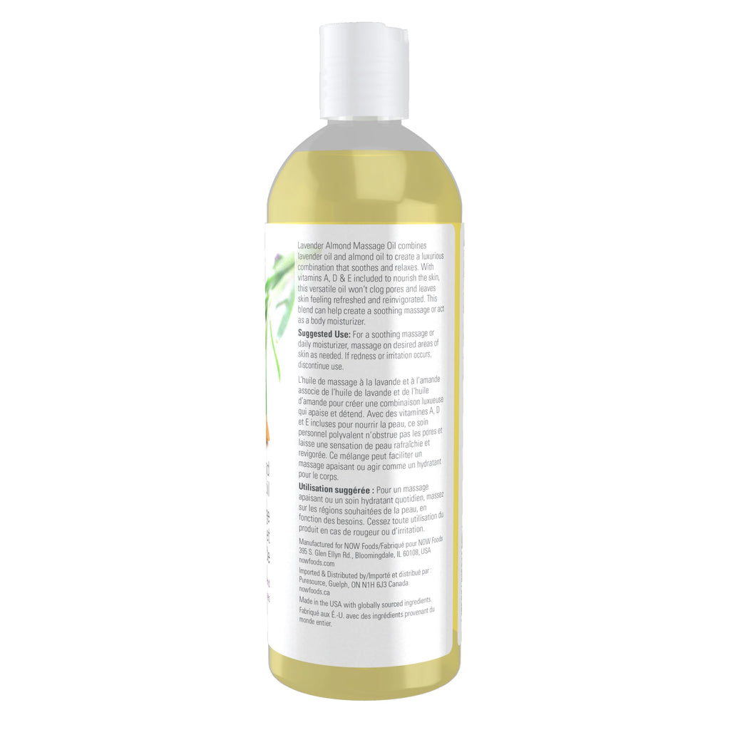 NOW Foods Solutions Lavender Almond Massage Oil – Vitamin-Infused & Soothing (16 oz)