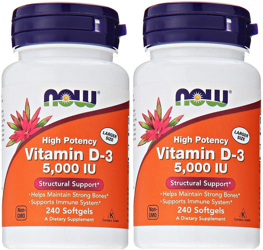Now Foods Vitamin D3 5,000 IU – 240 Softgels (Pack of 2)
