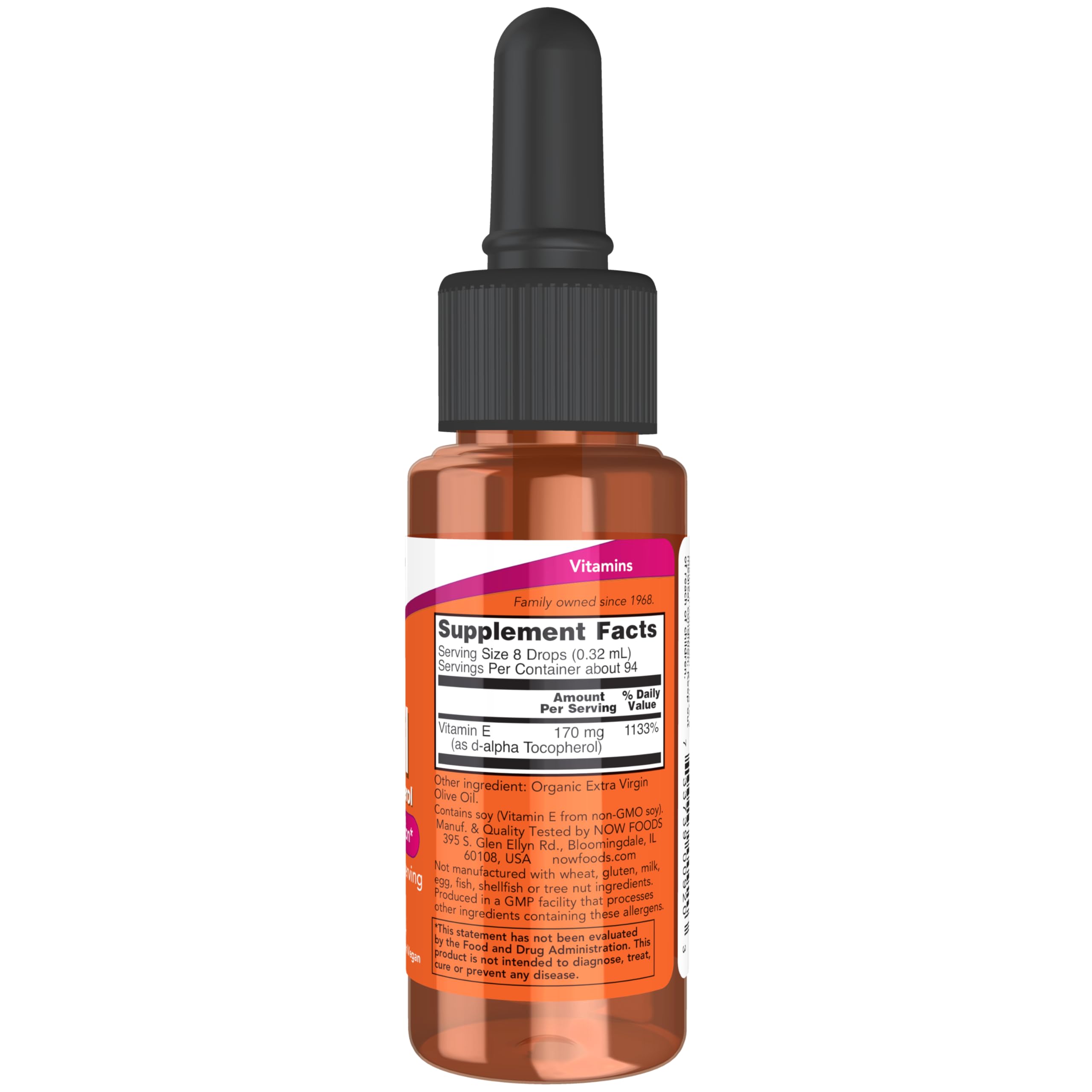 NOW Foods Vitamin E-Oil Liquid D-Alpha Tocopherol 1 oz