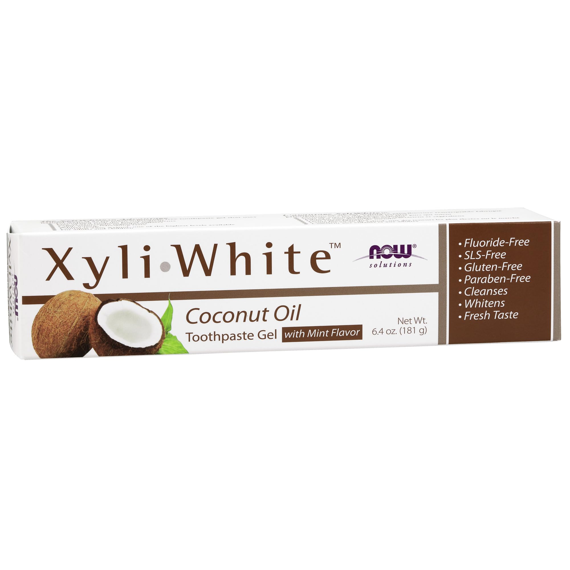 NOW Foods XyliWhite Toothpaste Gel – Fluoride-Free, Xylitol, Coconut Oil, Coconut-Mint