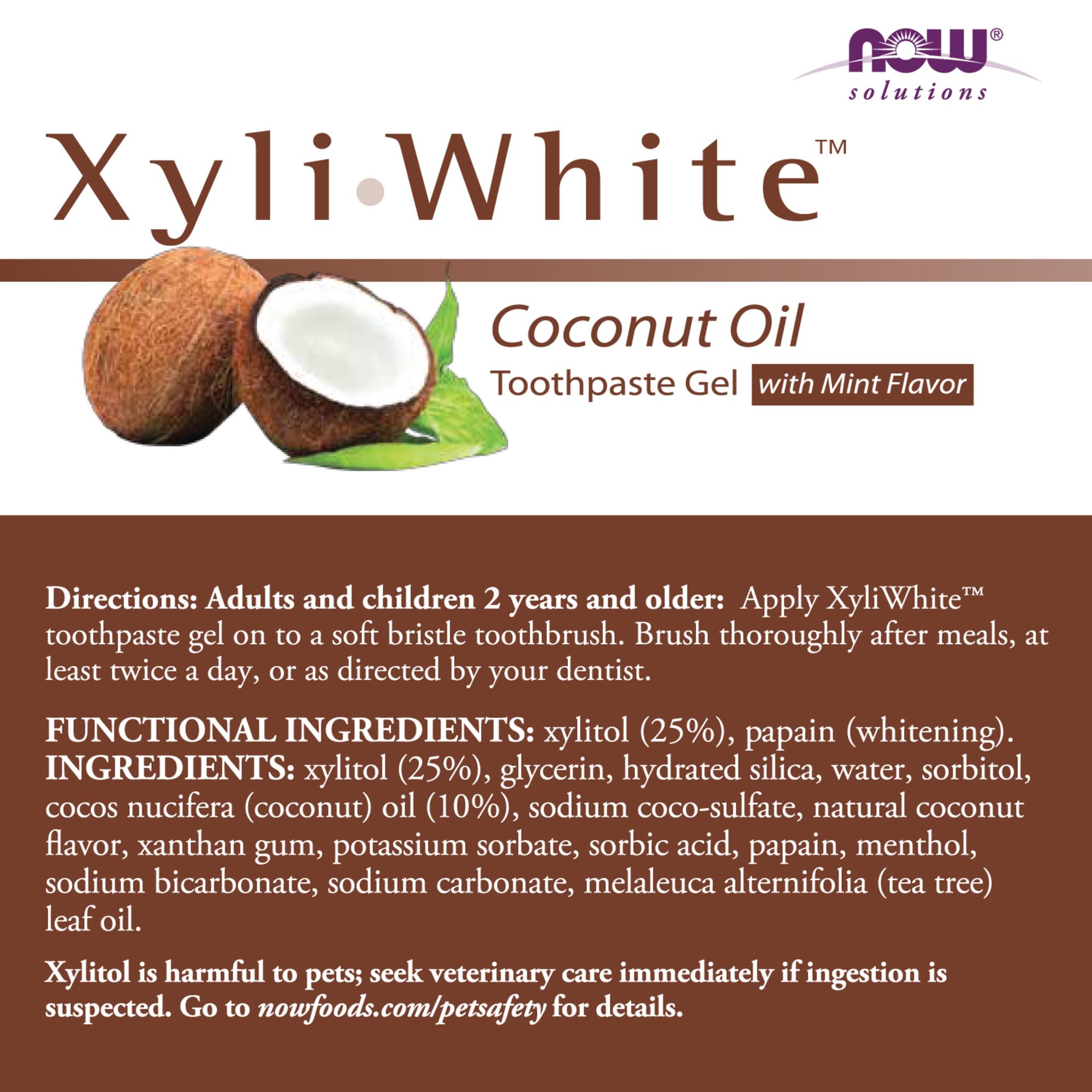 NOW Foods XyliWhite Toothpaste Gel – Fluoride-Free, Xylitol, Coconut Oil, Coconut-Mint