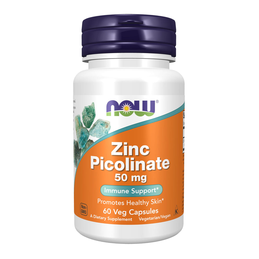 NOW Foods Zinc Picolinate 50 mg – Immune Support & Enzyme Function, 60 Veg Capsules