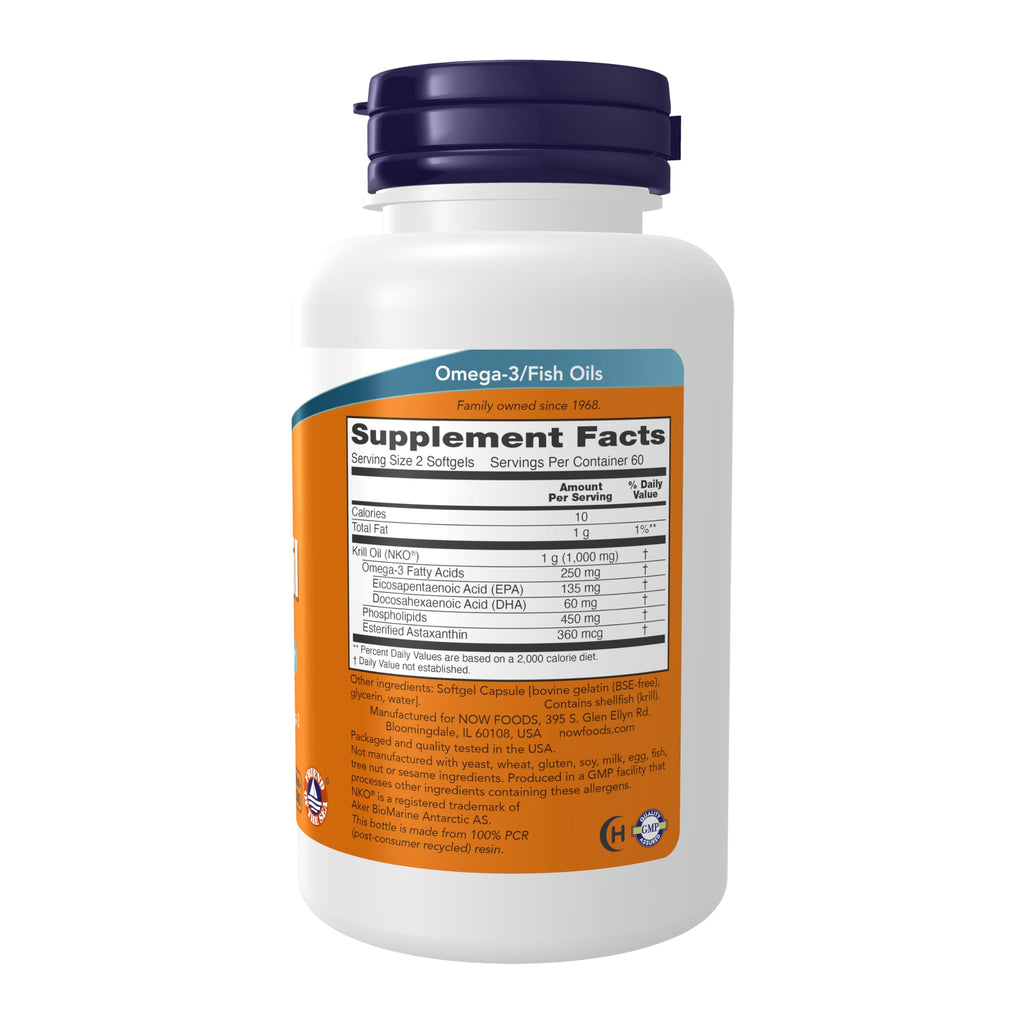 NOW Supplements Krill Oil 500 mg – Phospholipid-Bound Omega-3 for Cardiovascular & Joint Support (120 Softgels)