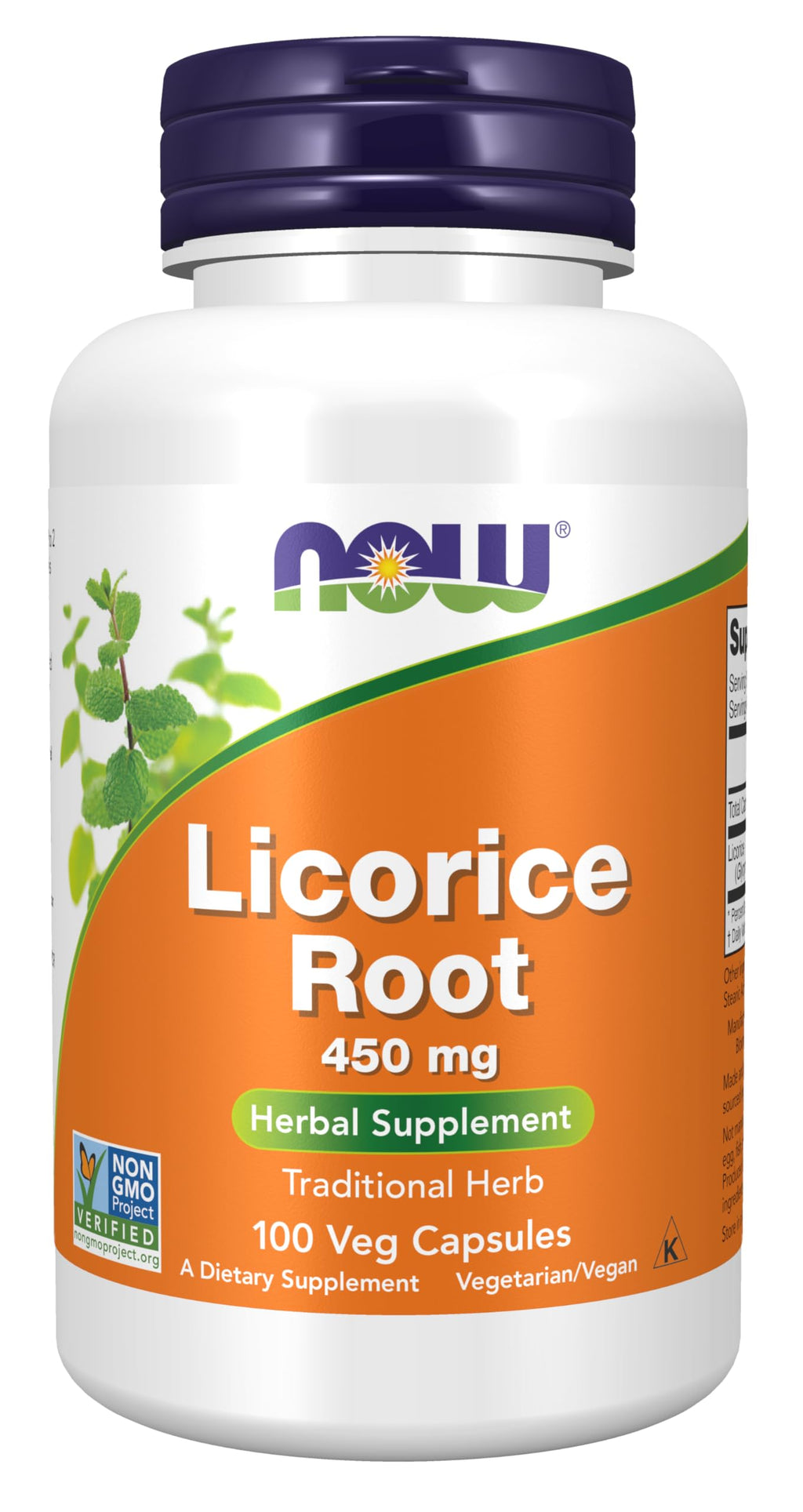 NOW Licorice Root 450 mg – Glycyrrhiza glabra, 100 Veg Capsules