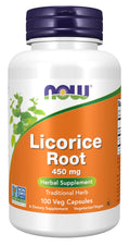 NOW Licorice Root 450 mg – Glycyrrhiza glabra, 100 Veg Capsules