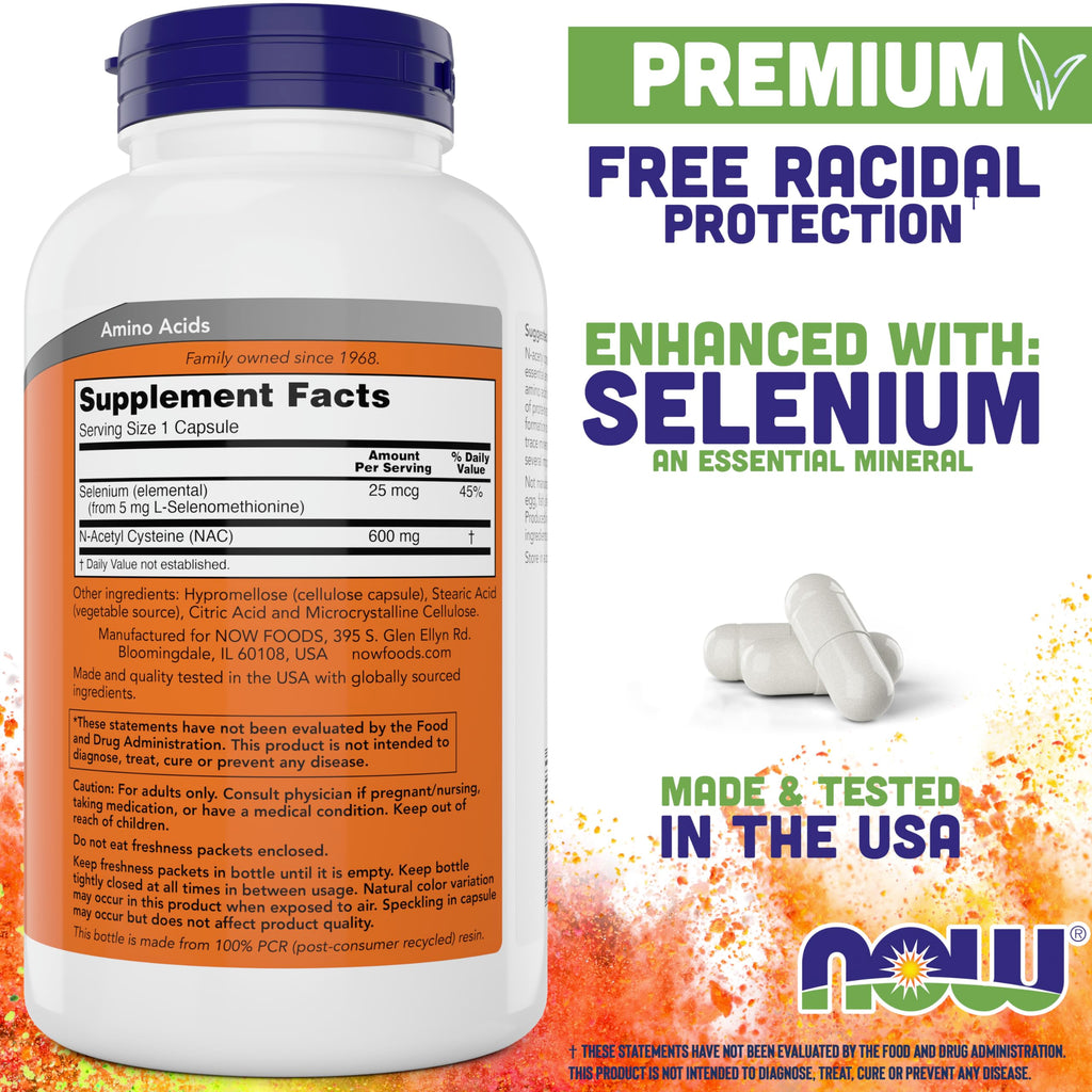 NOW Foods NAC 600 mg with Selenium - 400 Capsules | N-Acetyl Cysteine Supplement