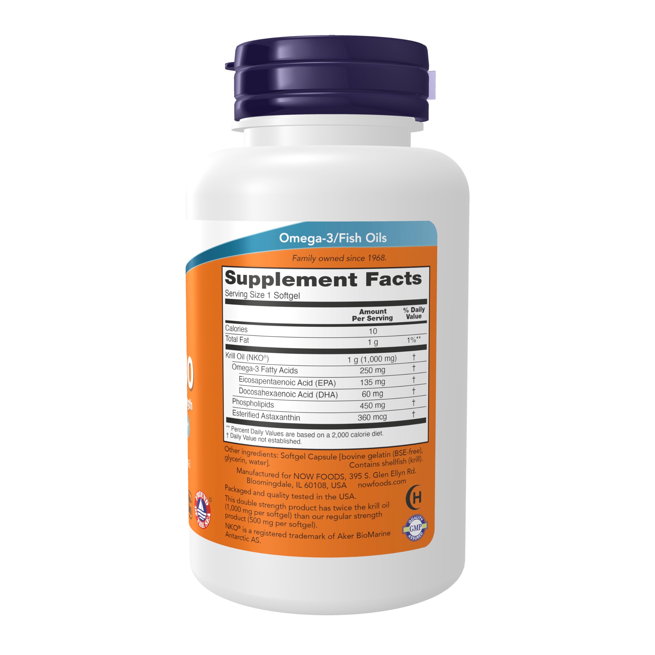 NOW Foods Neptune Krill Oil Double Strength 1000 mg | Phospholipid-Bound Omega-3, 60 Softgels
