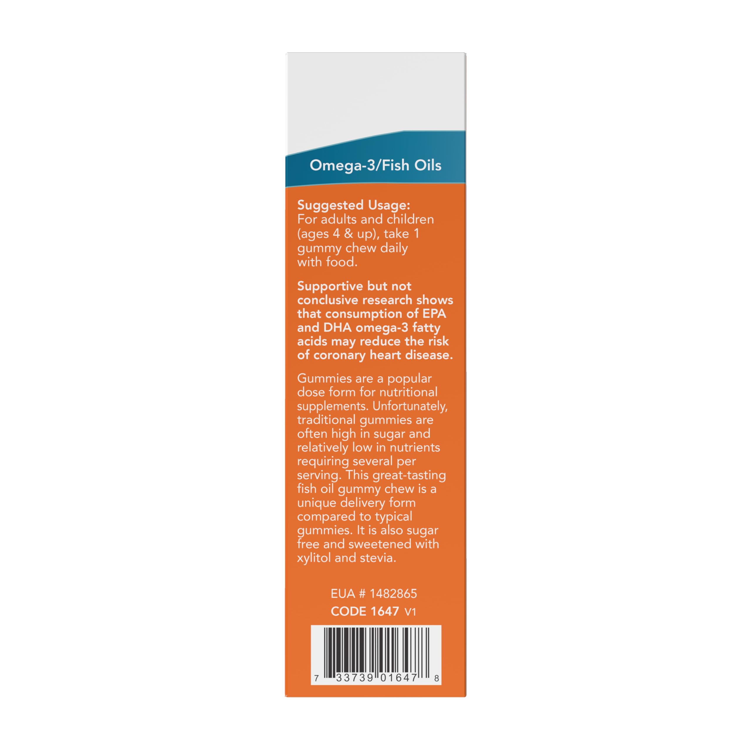 NOW Supplements Omega-3 Fish Oil Gummy Chews – Orange Passion Fruit Flavor – 36 Count