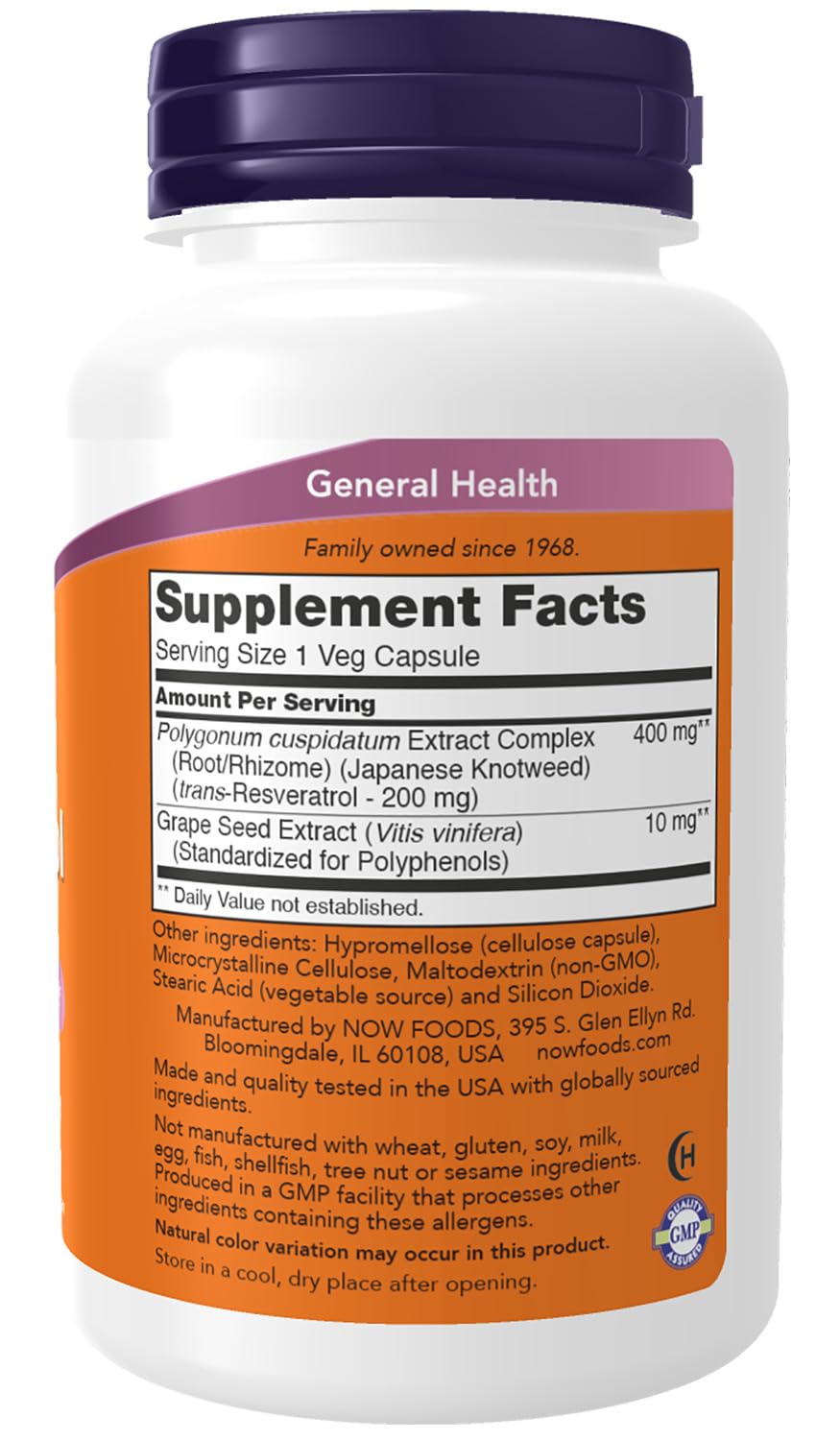NOW Natural Resveratrol 200 mg with Red Wine Extract – 120 Veg Capsules