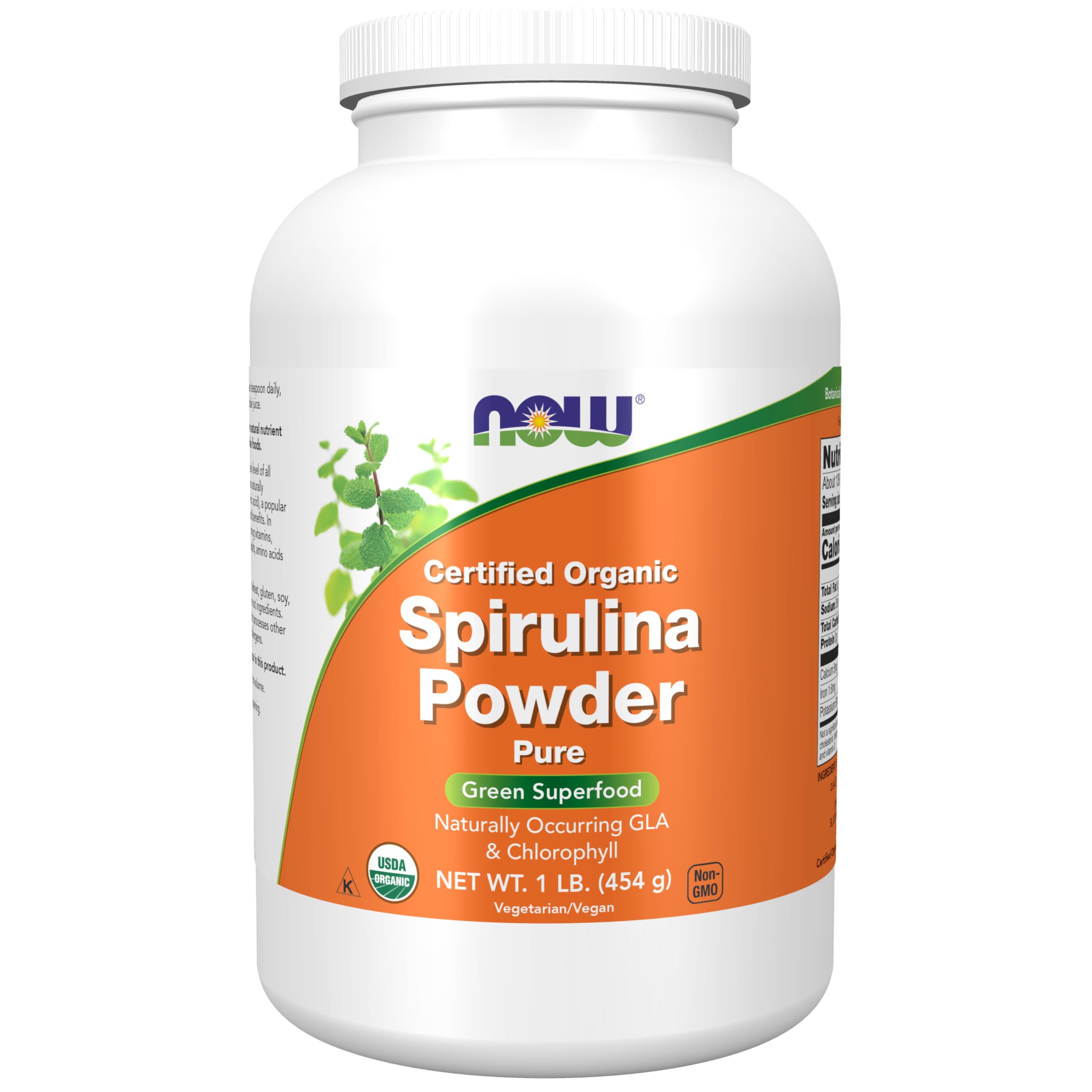 NOW Foods Organic Spirulina Powder – High Protein, Beta-Carotene, B-12, 1 lb