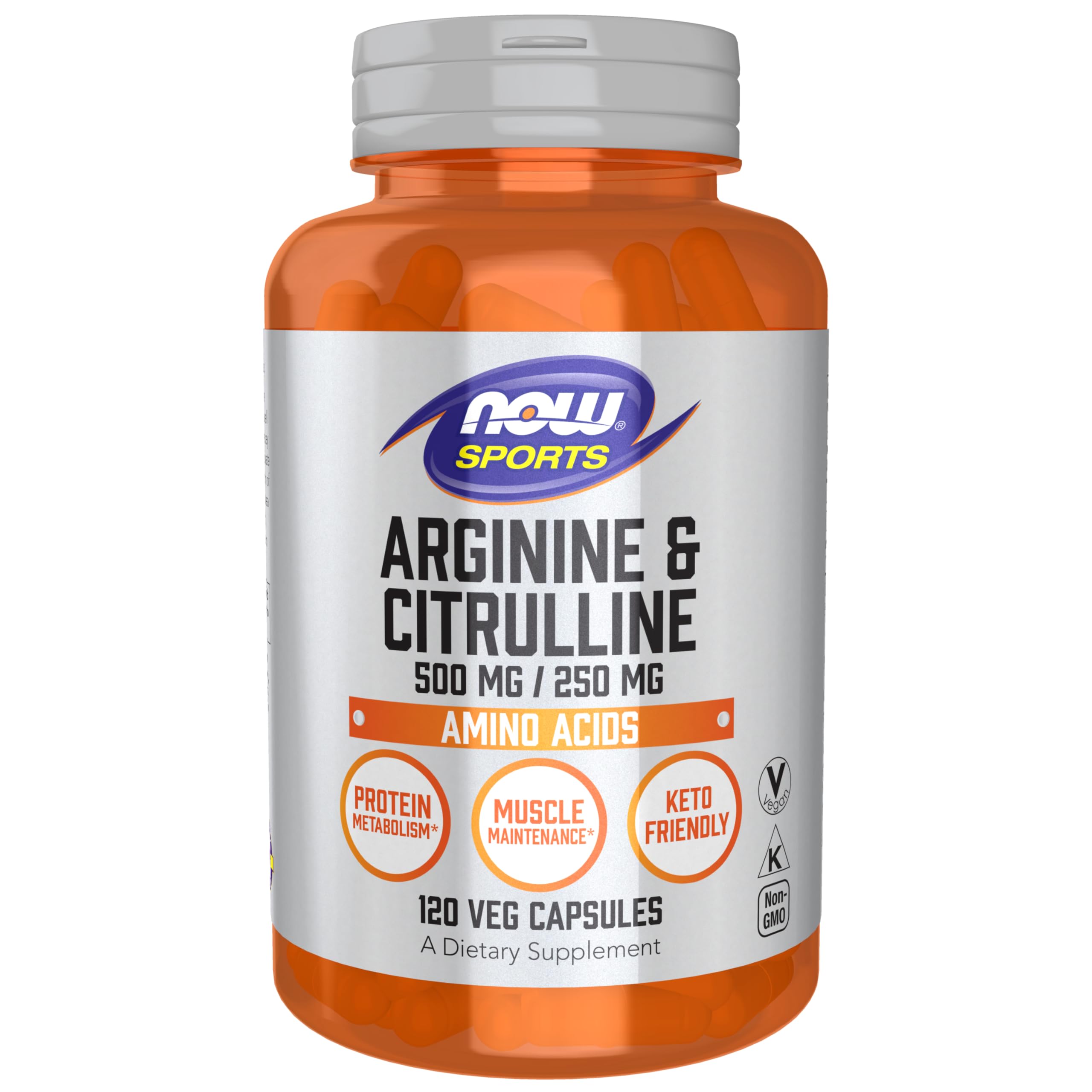 NOW Sports Arginine & Citrulline 500 mg / 250 mg - 120 Veg Capsules