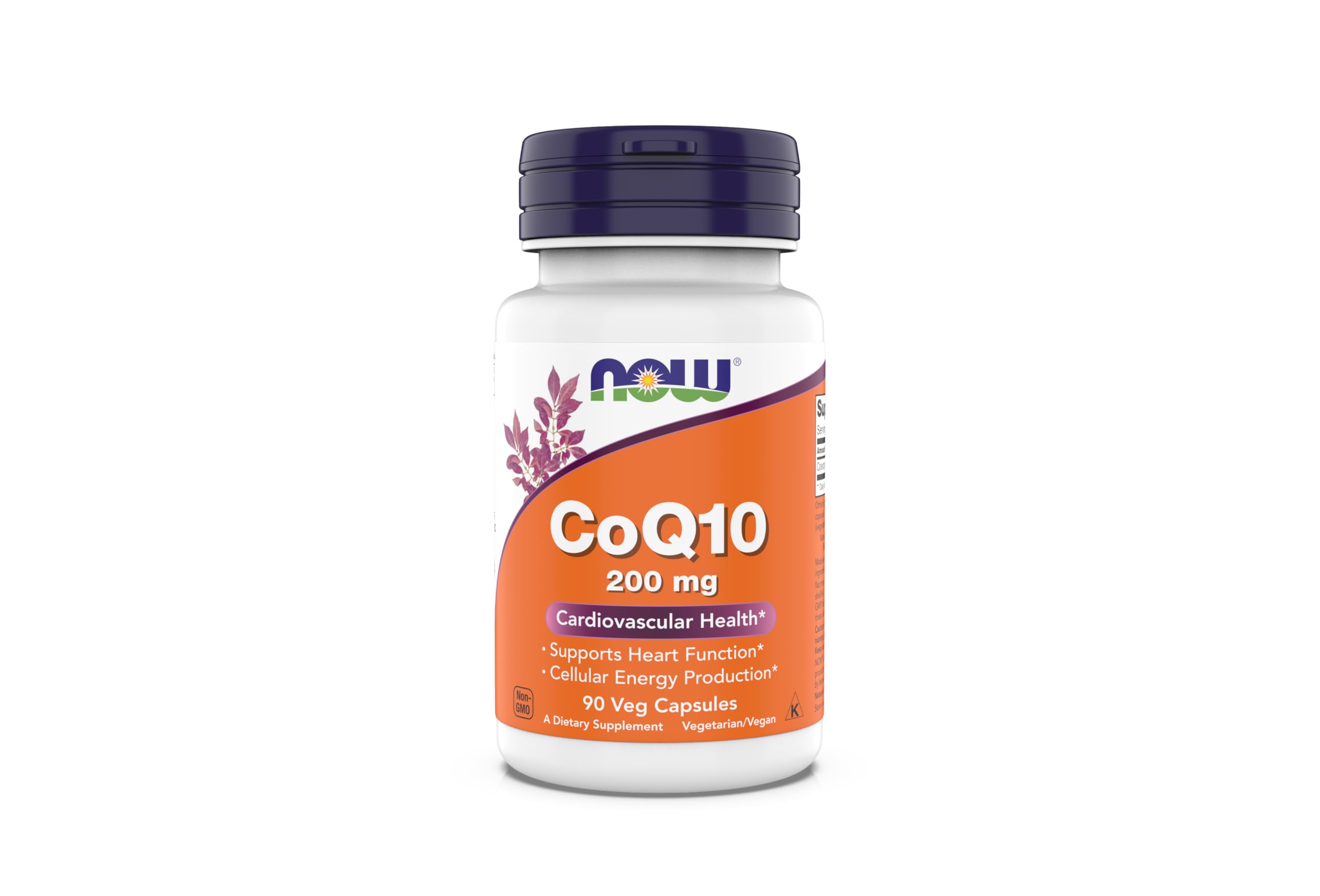 NOW CoQ10 200 mg – Cardiovascular Health, Vegan, Kosher | 90 Vegetarian Capsules