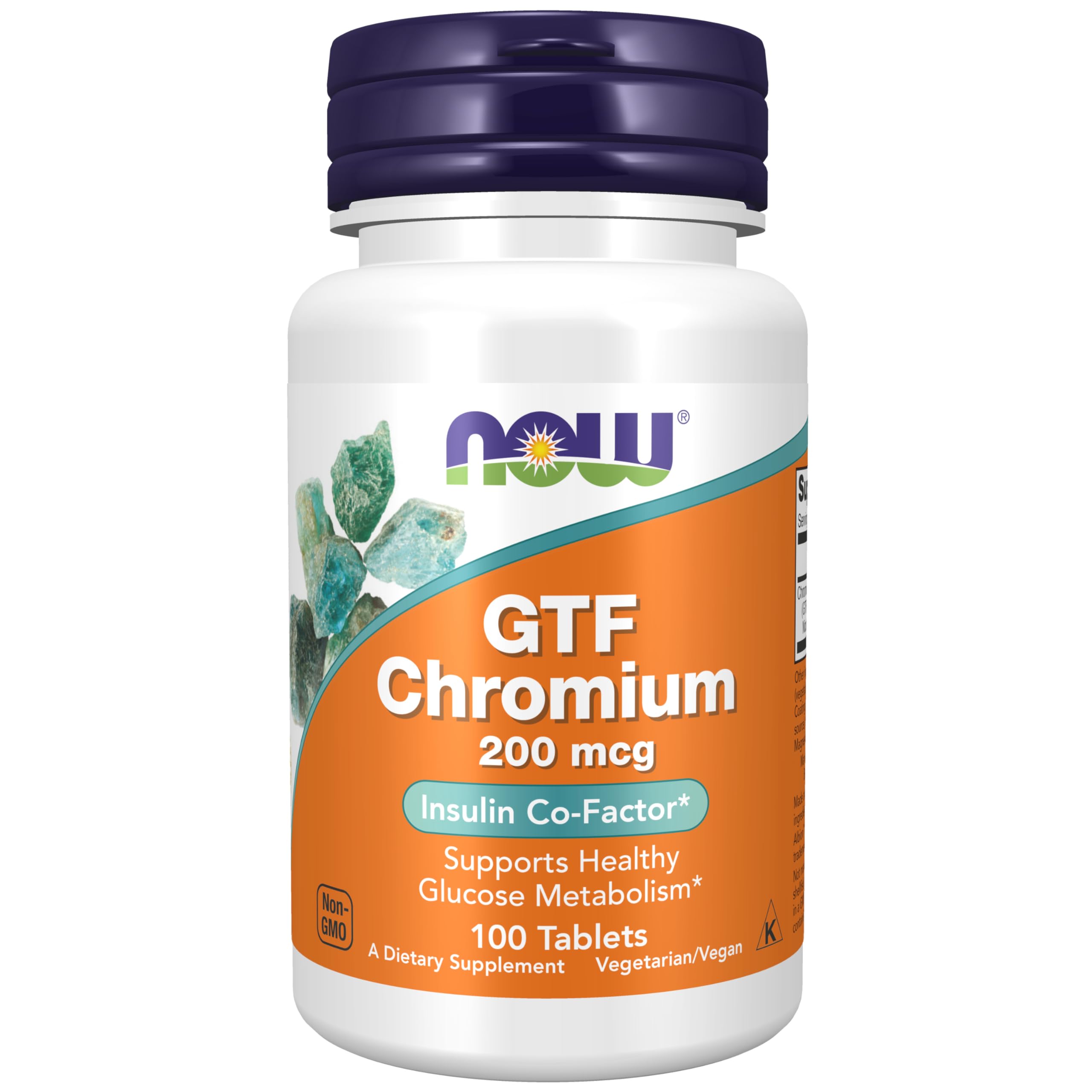 NOW Supplements GTF Chromium 200 mcg - Insulin Co-Factor, 100 Tablets