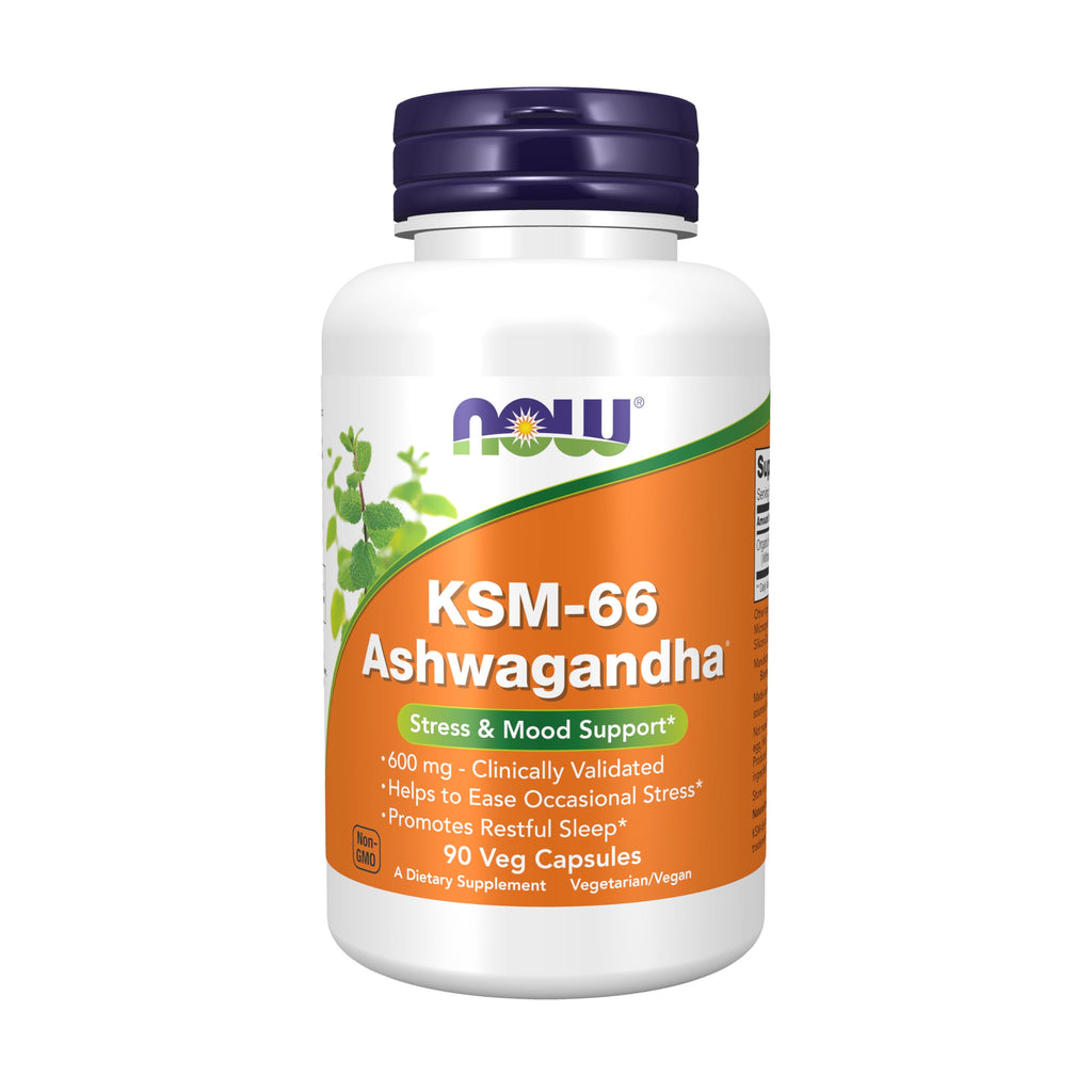 NOW Supplements KSM-66 Ashwagandha Stress & Sleep Support - 90 Veg Capsules