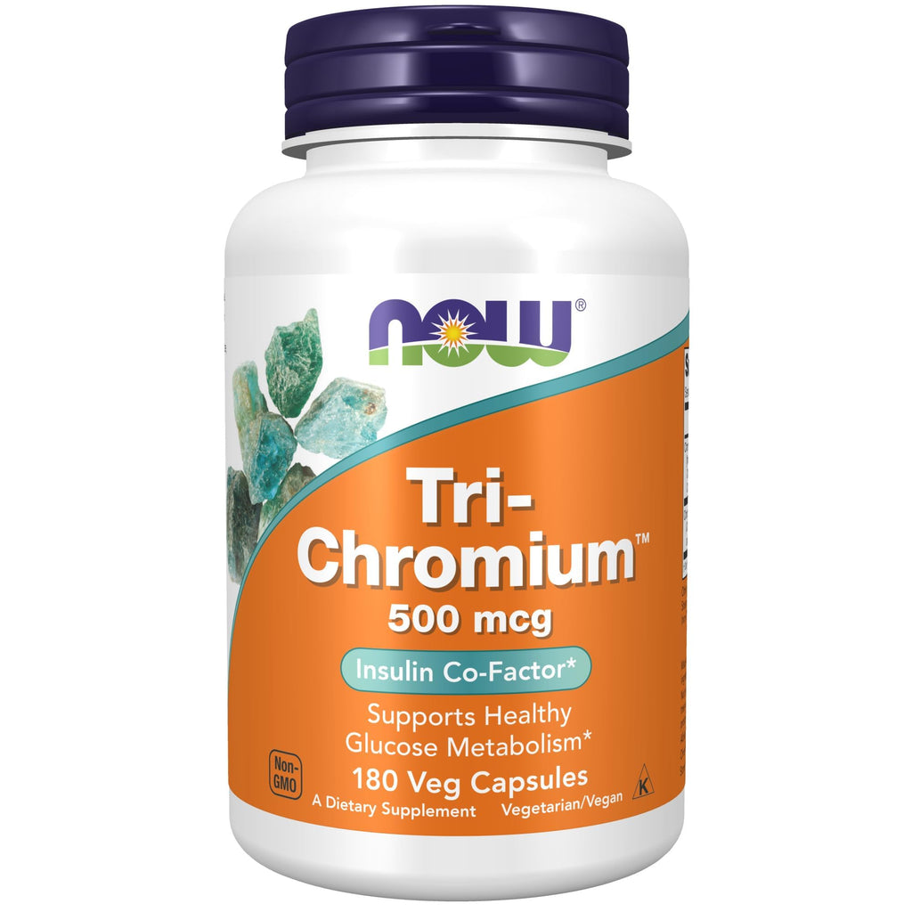 NOW Foods Tri-Chromium 500 mcg with Cinnamon – Insulin Co-Factor, 180 Veg Capsules