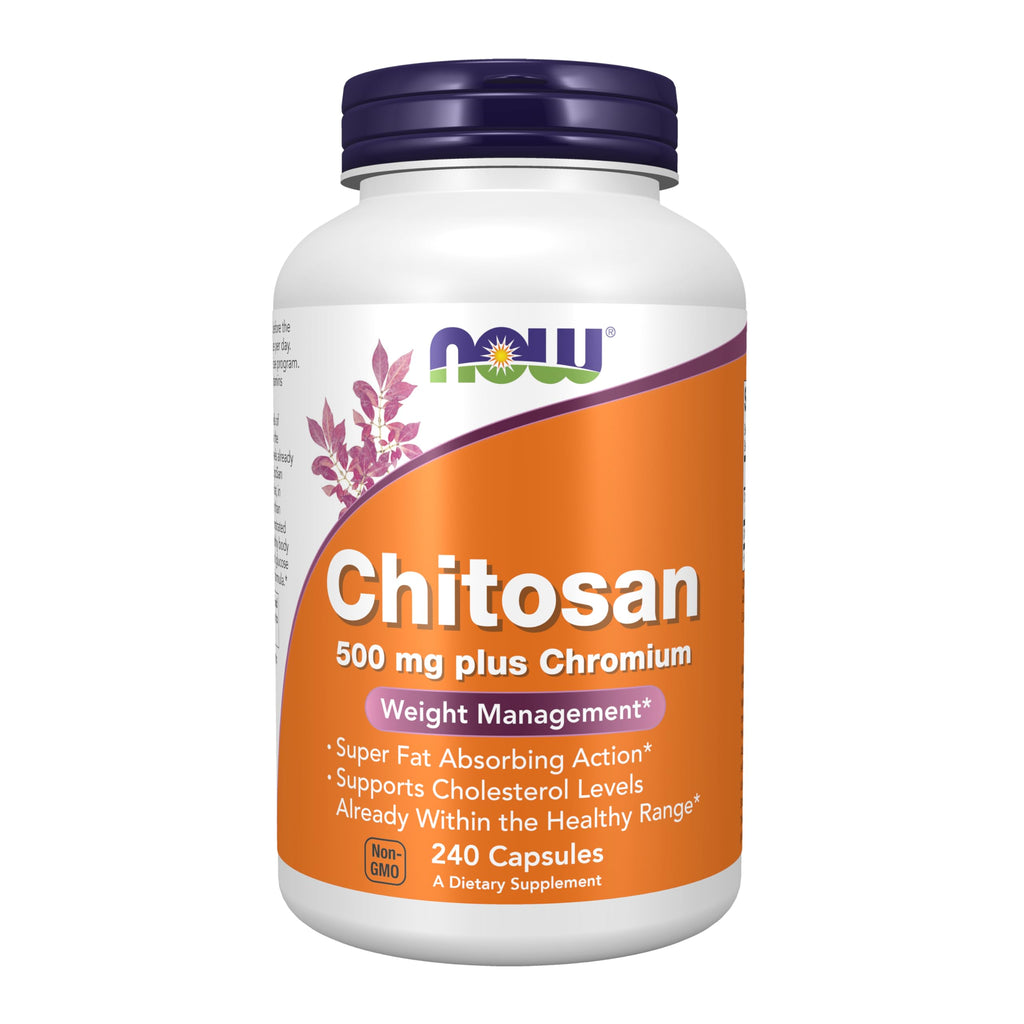 NOW Supplements Chitosan 500 mg + Chromium - Weight Management* - 240 Veg Capsules