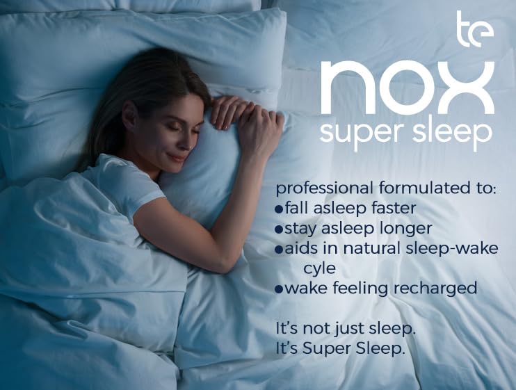 te USA Nox Super Sleep | Synergistic Sleep Aid for Calming Restlessness, Supporting Melatonin Synthesis, and Regulating Natural Circadian Rhythm Sleep-Wake Cycle | Melatonin Gaba L-Theanine Supplement