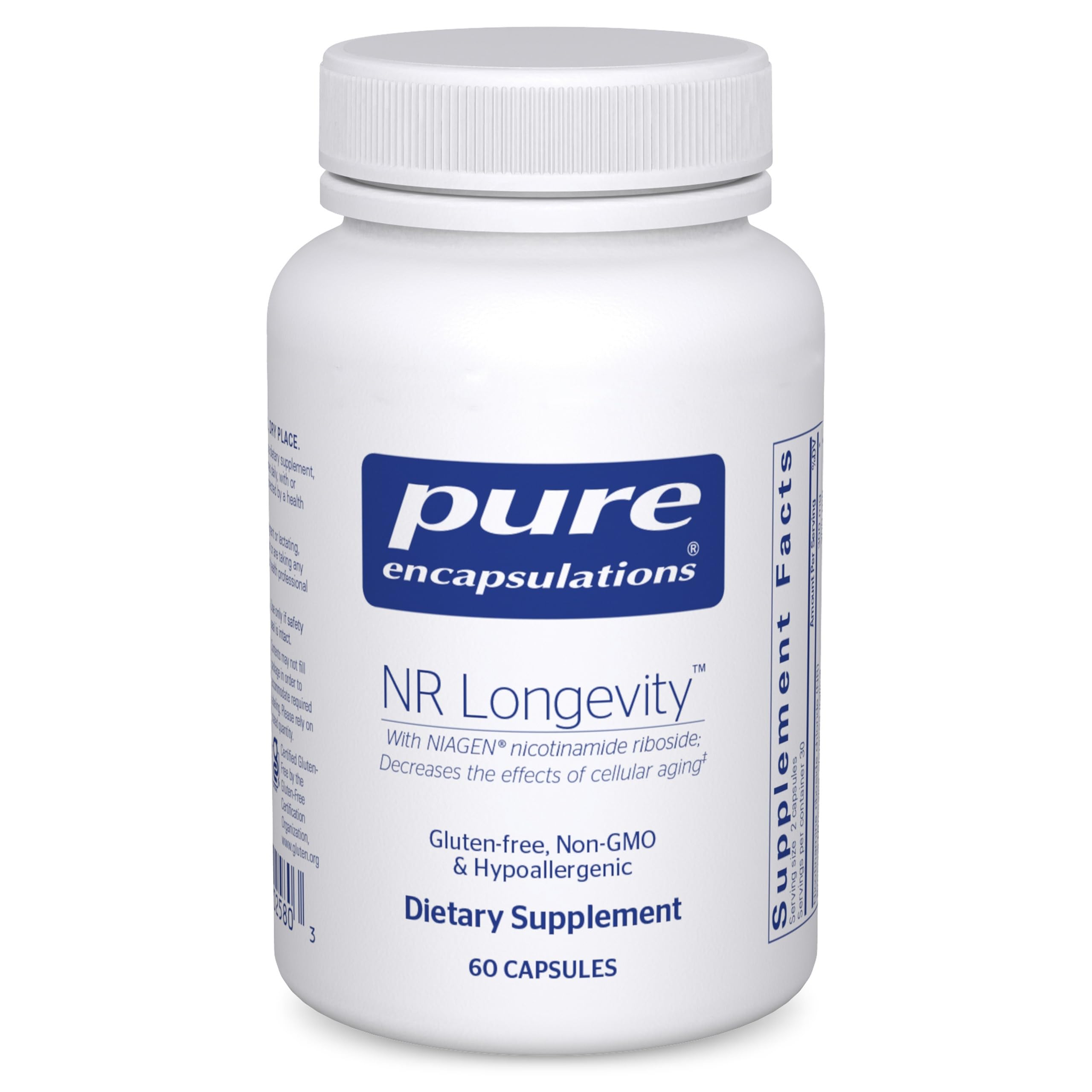 Pure Encapsulations NR Longevity NAD Supplement – NIAGEN NAD+ Replenishment, Antioxidants, Gluten Free 60 Capsules