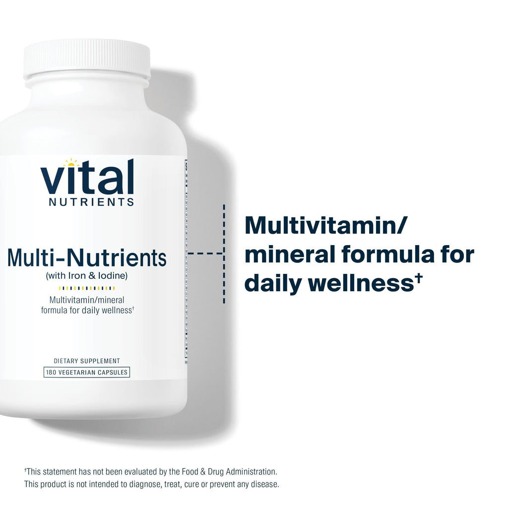 Vital Nutrients Multi-Nutrients with Iron and Iodine - Vegetarian Multivitamin (180 Capsules)