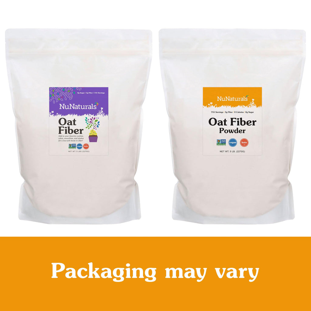 NuNaturals Oat Fiber Powder - All Natural, Non-GMO, Digestive Health, 5 lbs