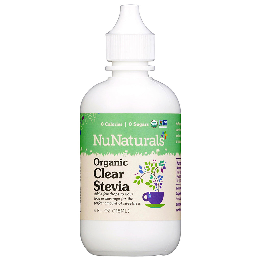 NuNaturals Organic Clear Extract Stevia – Plant-Based Liquid Sweetener, 4 oz Bottle, Sugar-Free