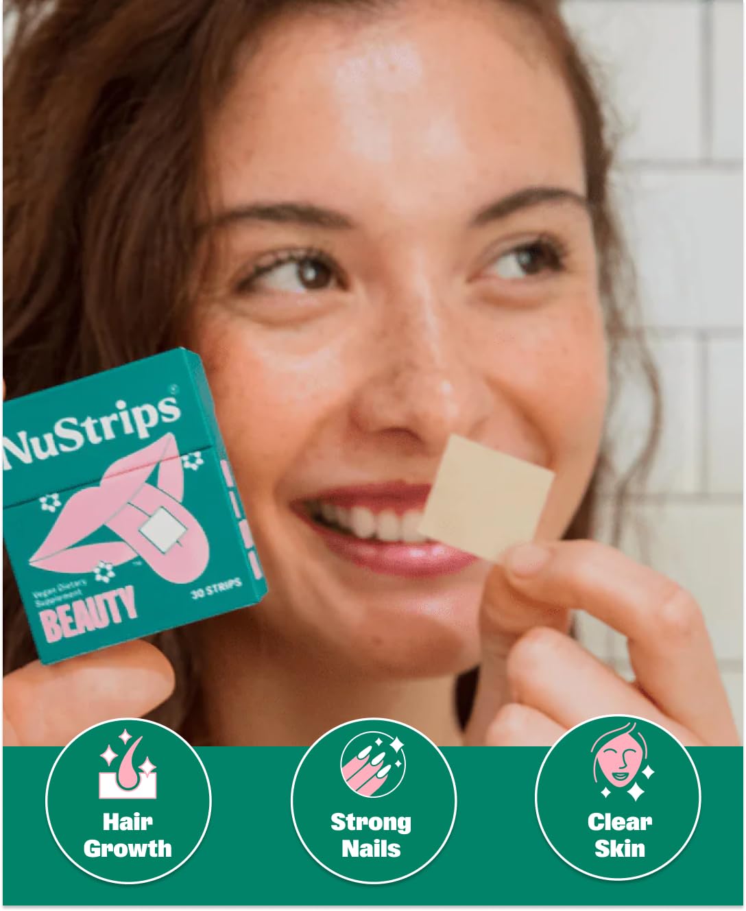 NuStrips Beauty Strips – Biotin, Folate & Vitamin E for Hair, Skin & Nails
