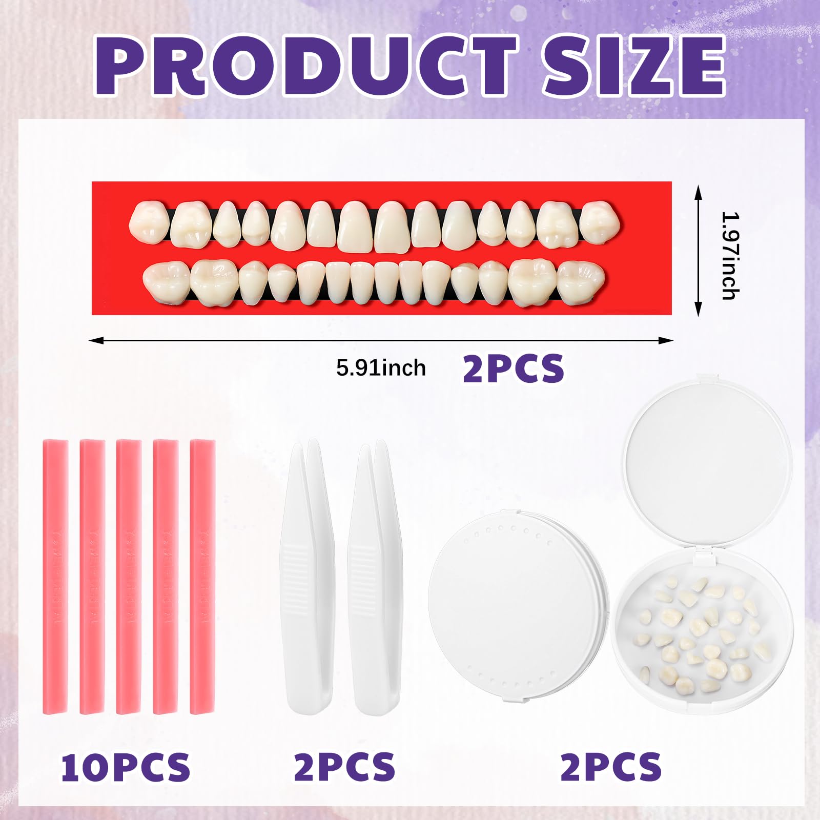 Nuanchu DIY Dentures Kit - 56 Synthetic Resin Teeth, Tweezers & Storage Boxes