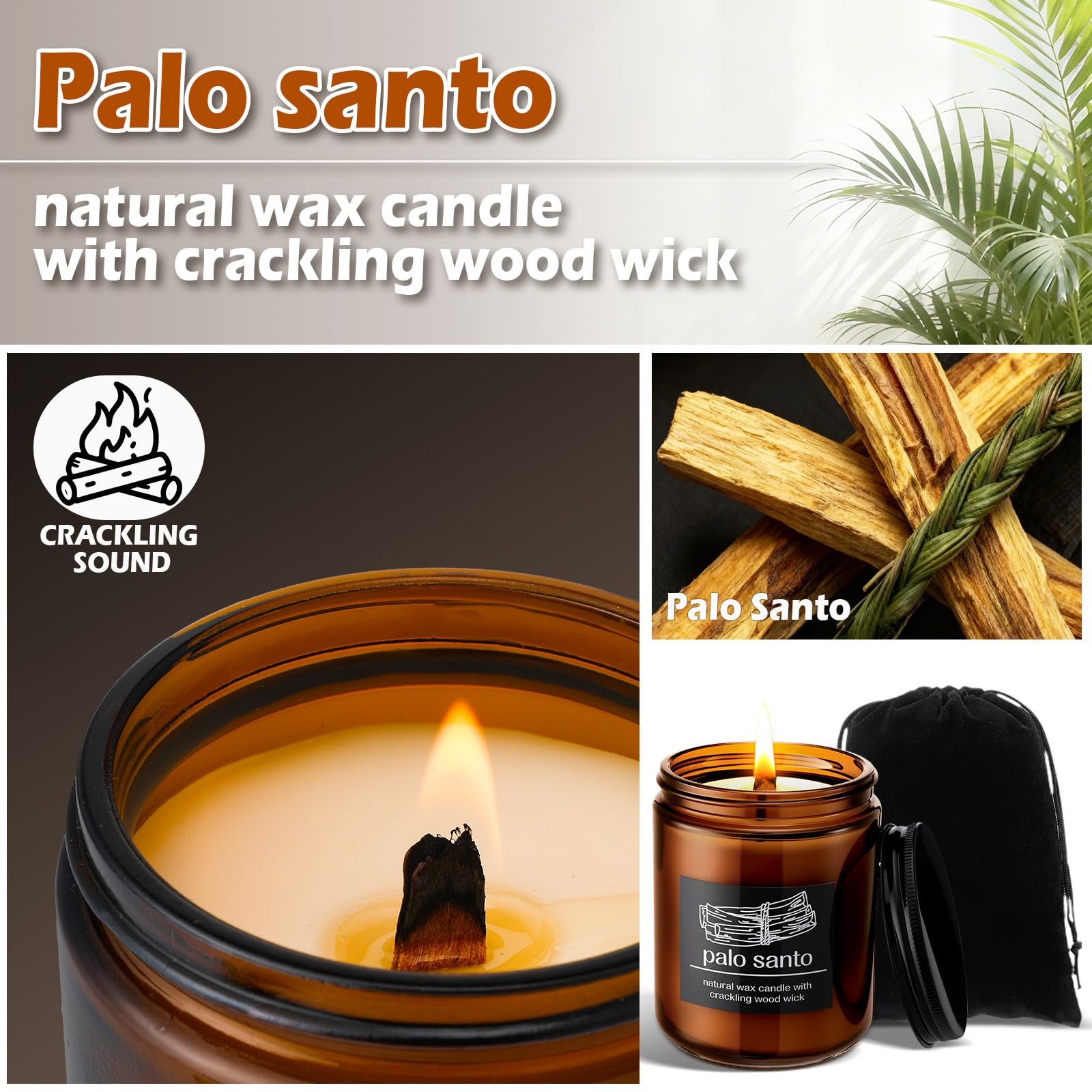 Nuanchu 2pc Christmas Crackling Candles – Coconut Wax, Balsam Cedar, 7oz Gift Set