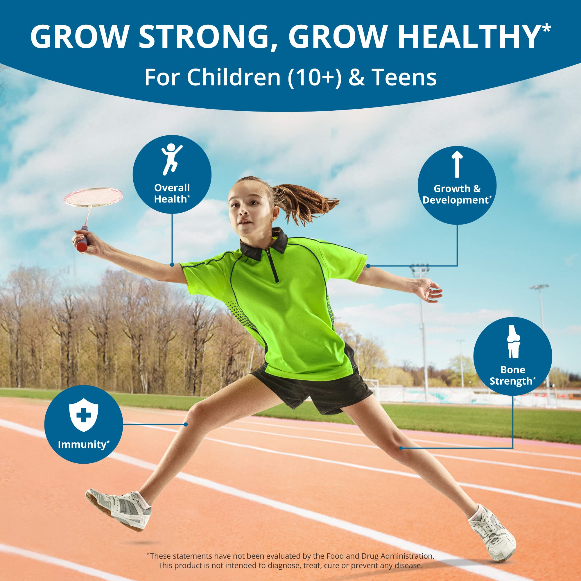 NuBest Grow Power: Calcium & Magnesium with Vitamin D3, B6, Zinc | Strong Bones for Ages 10+ | Pack 3