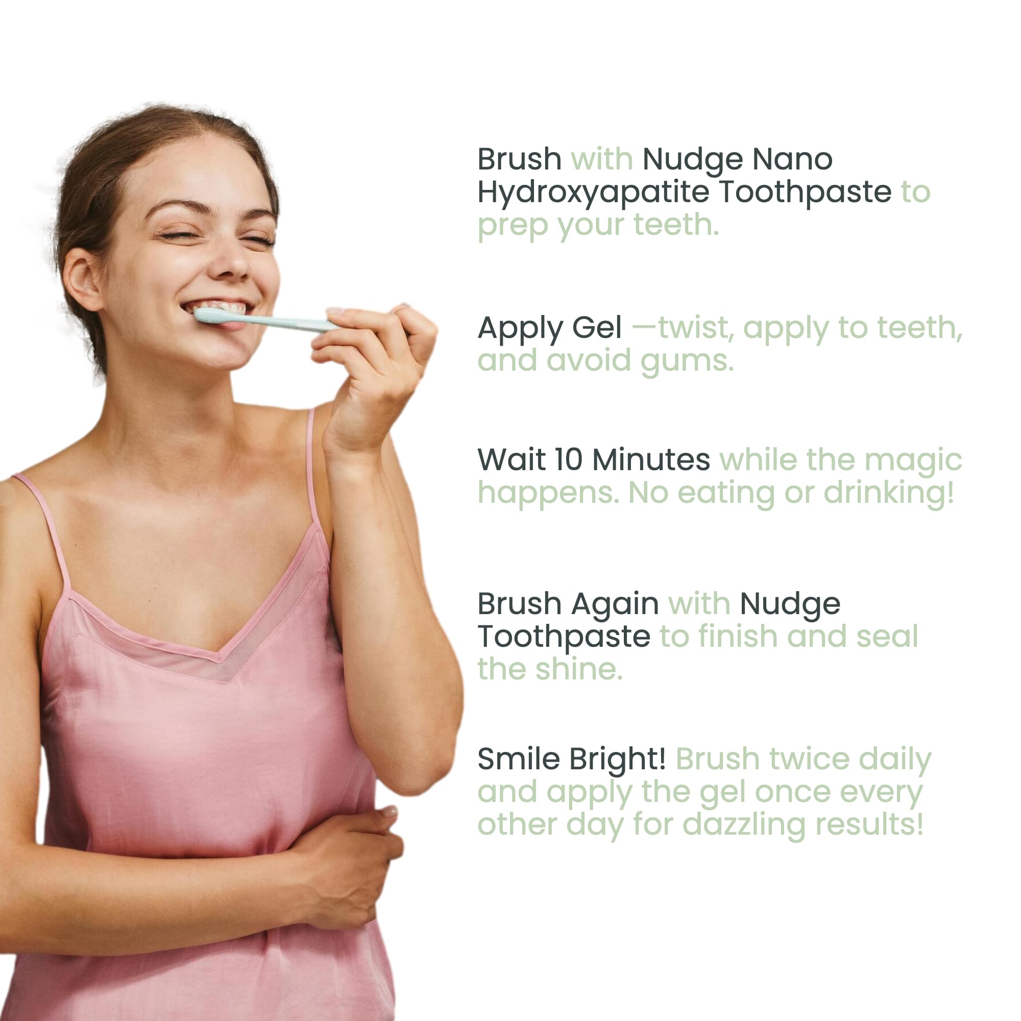 Nudge Advanced Whitening Kit: 10% Nano Hydroxyapatite Remin+ Toothpaste (4.5 oz) + EnamelGuard Gel Pen (2 ml) | Fluoride-Free