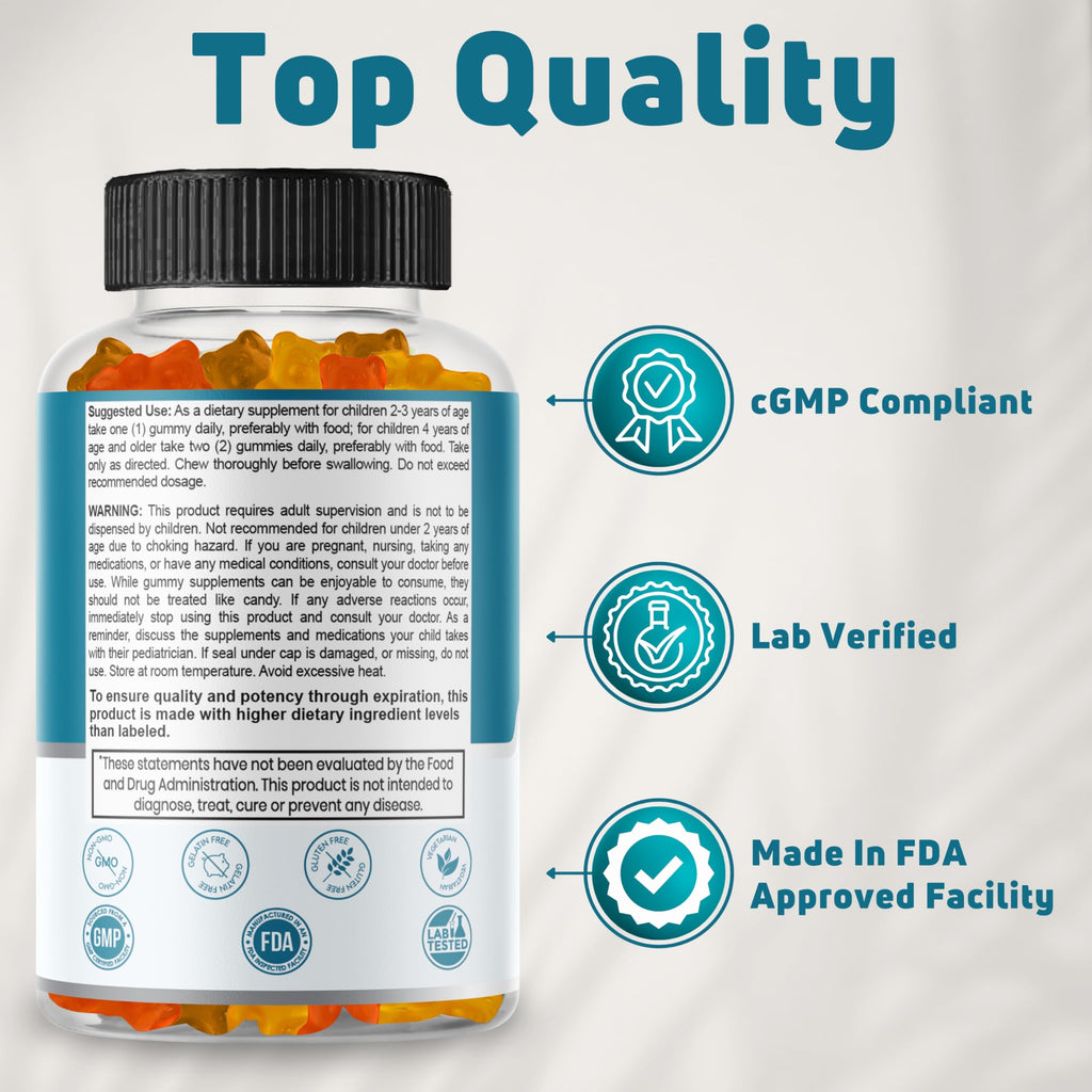 NUELATION Kids Multivitamin Gummies – 30-60 Day Supply, 14 Vitamins | Non-GMO, Gelatin-Free