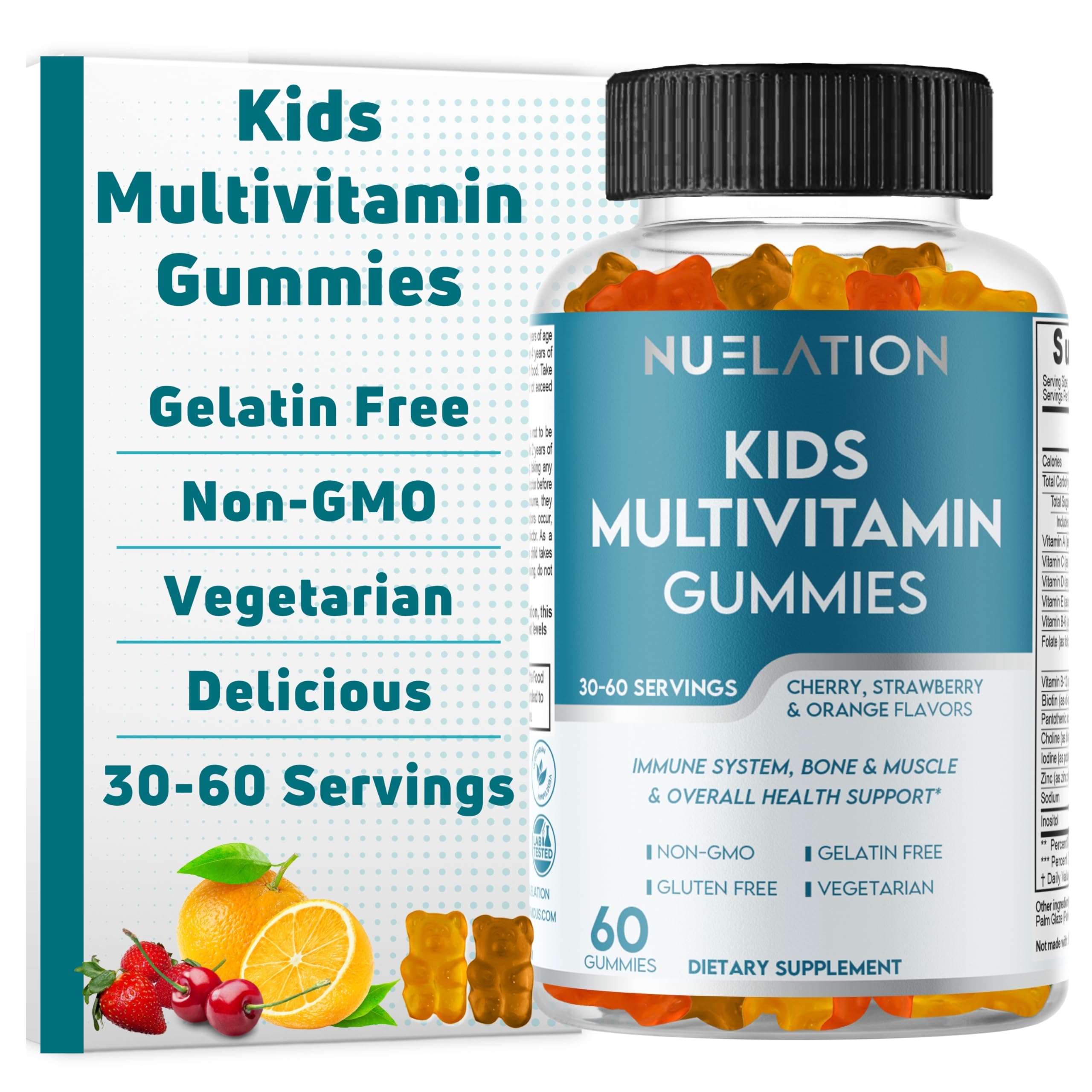 NUELATION Kids Multivitamin Gummies – 30-60 Day Supply, 14 Vitamins | Non-GMO, Gelatin-Free