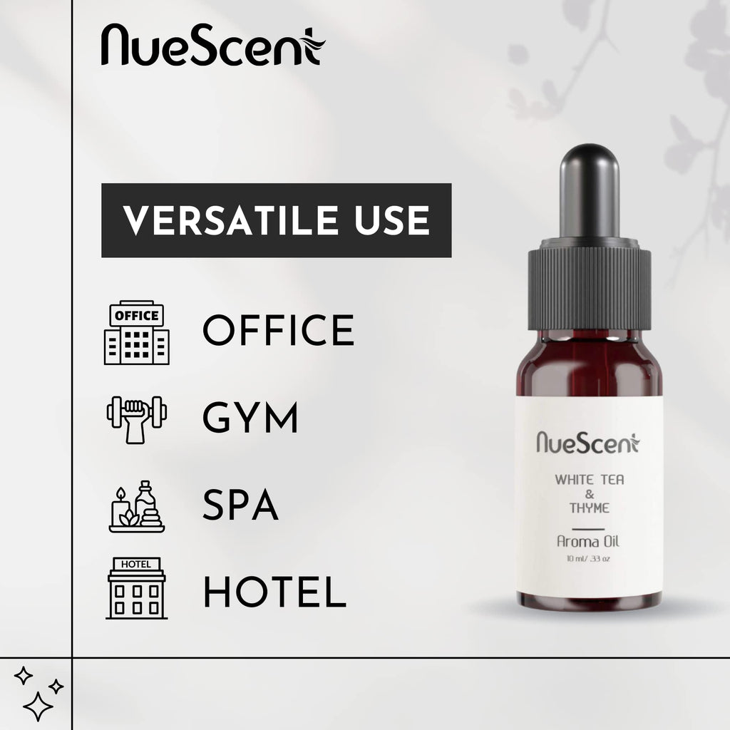 NueScent White Tea & Thyme Aroma Oil for Scent Diffusers – Vegan, Non-GMO, Cruelty Free