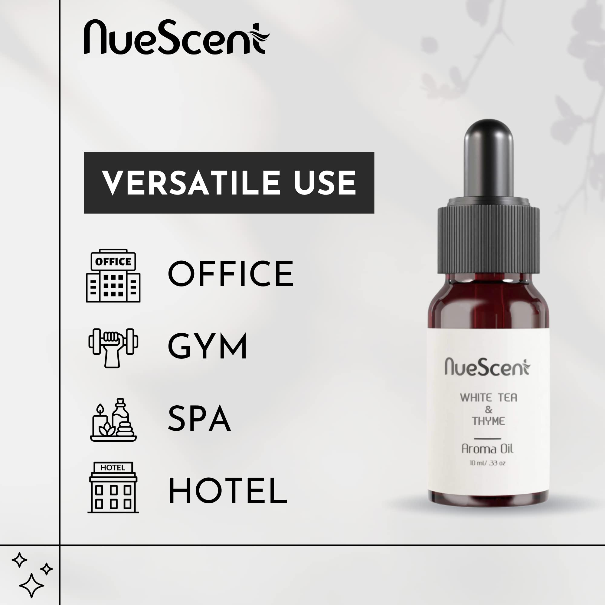 NueScent White Tea & Thyme Aroma Oil for Scent Diffusers – Vegan, Non-GMO, Cruelty Free