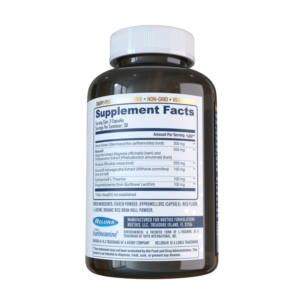 NuEthix Formulations Cort-Eaze – Cortisol Support Supplement with Ashwagandha, L-Theanine & Rhodiola Rosea | 60 Capsules