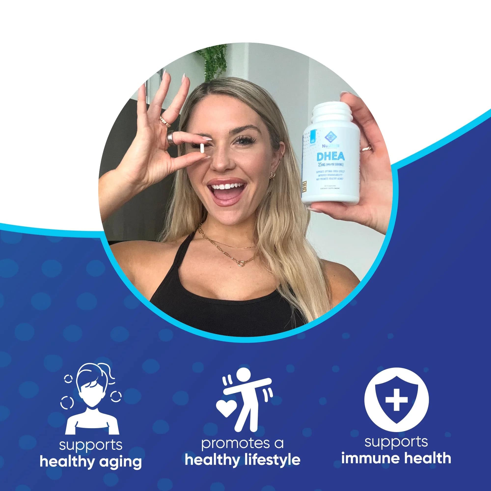 NuEthix DHEA 25mg for Women & Men - Grapefruit Extract, 60 Servings, Sugar Free, Gluten Free, Non-GMO