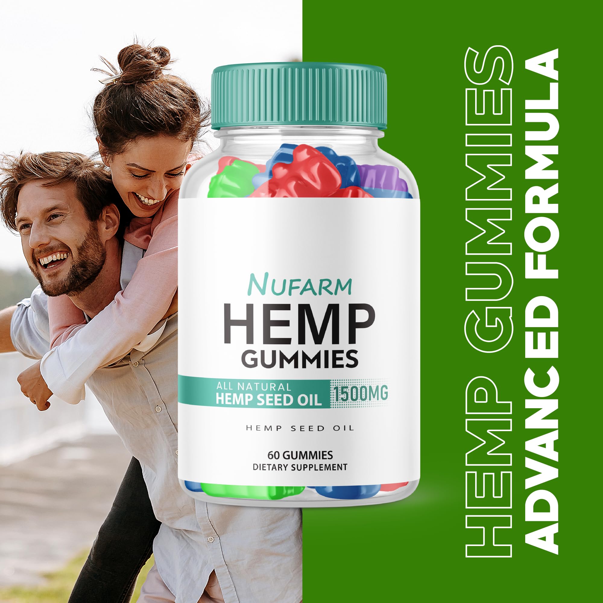 (2 Pack) Nufarm Hemp Gummies - Official Formula 1500mg Per Bottle | 120 Gummies