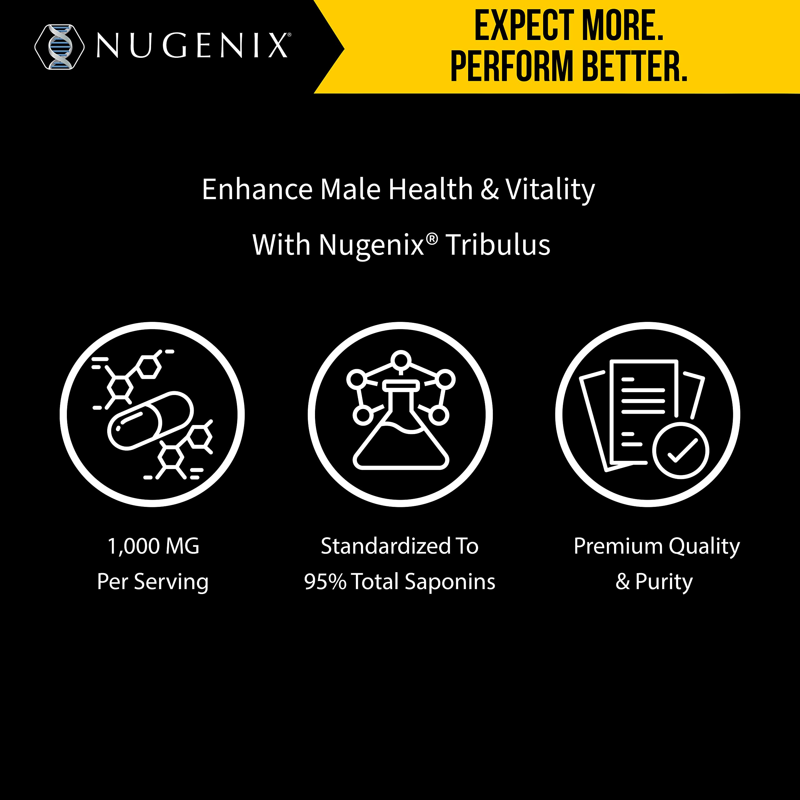 Nugenix Essentials Tribulus Terrestris for Men Extract - 95% Total Saponins, 1000mg High Potency, Extra Strength, 60 Count
