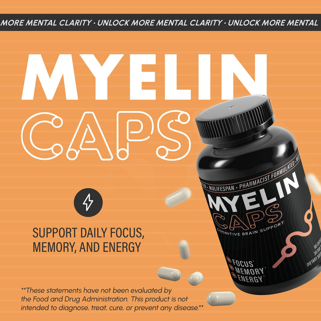 Nulifespan Myelin Caps | Brain Health & Focus Supplement (90 Capsules)